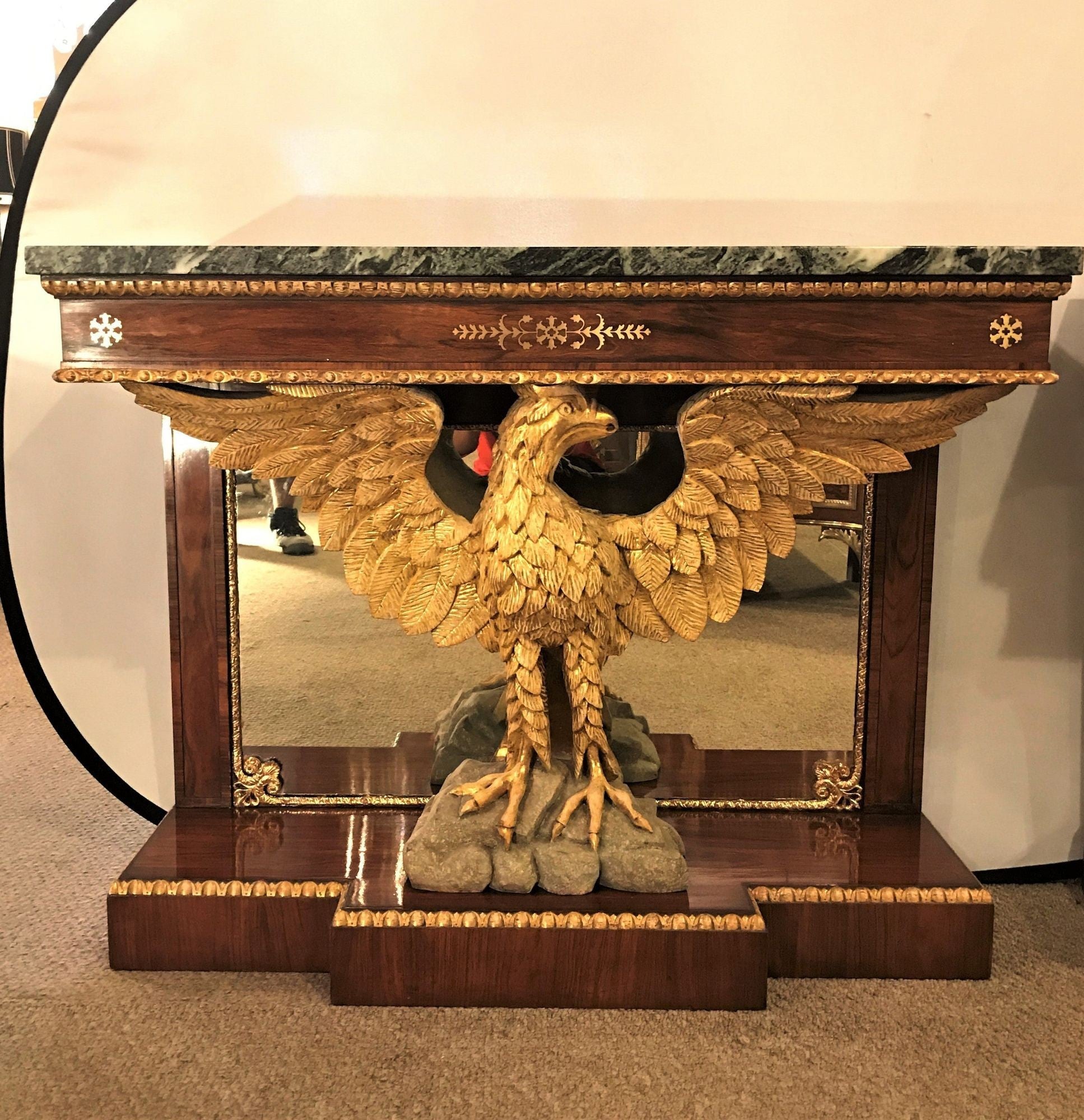 Pair of Monumental Federal Style Console Table with Carved Opposing Eagles
