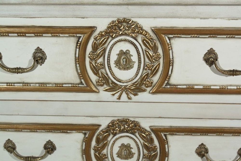 French Louis XVI Style Painted Commode Stamped Jansen