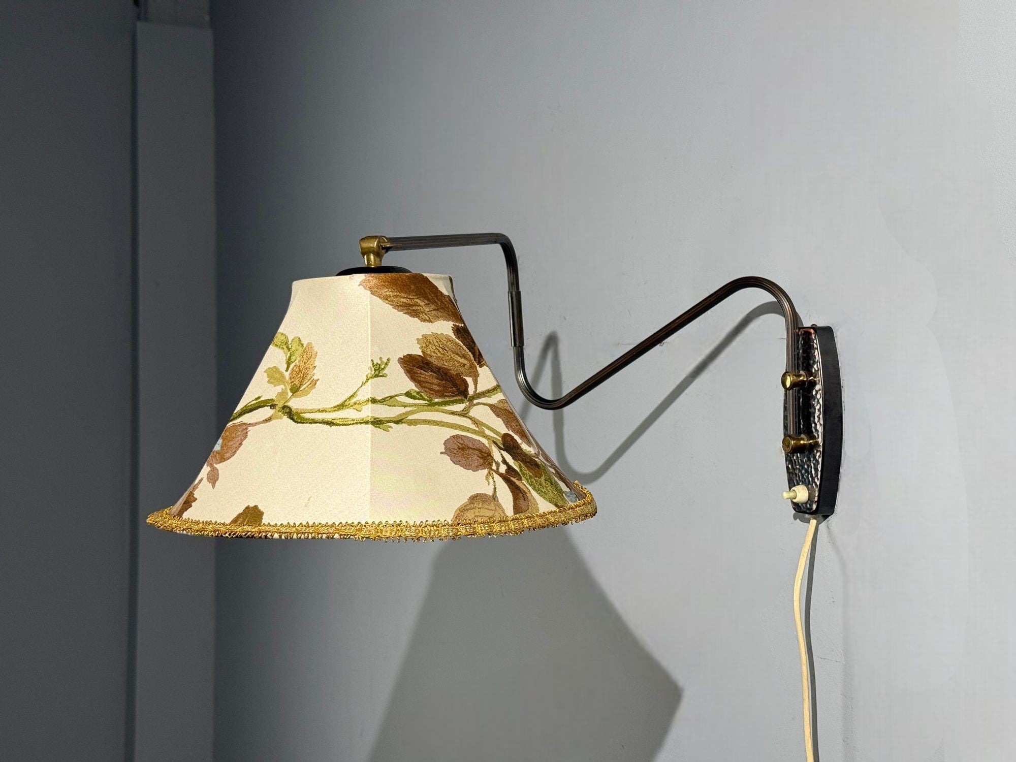 Swedish Modern, Adjustable Wall Light, Copper, Sweden, 1970s