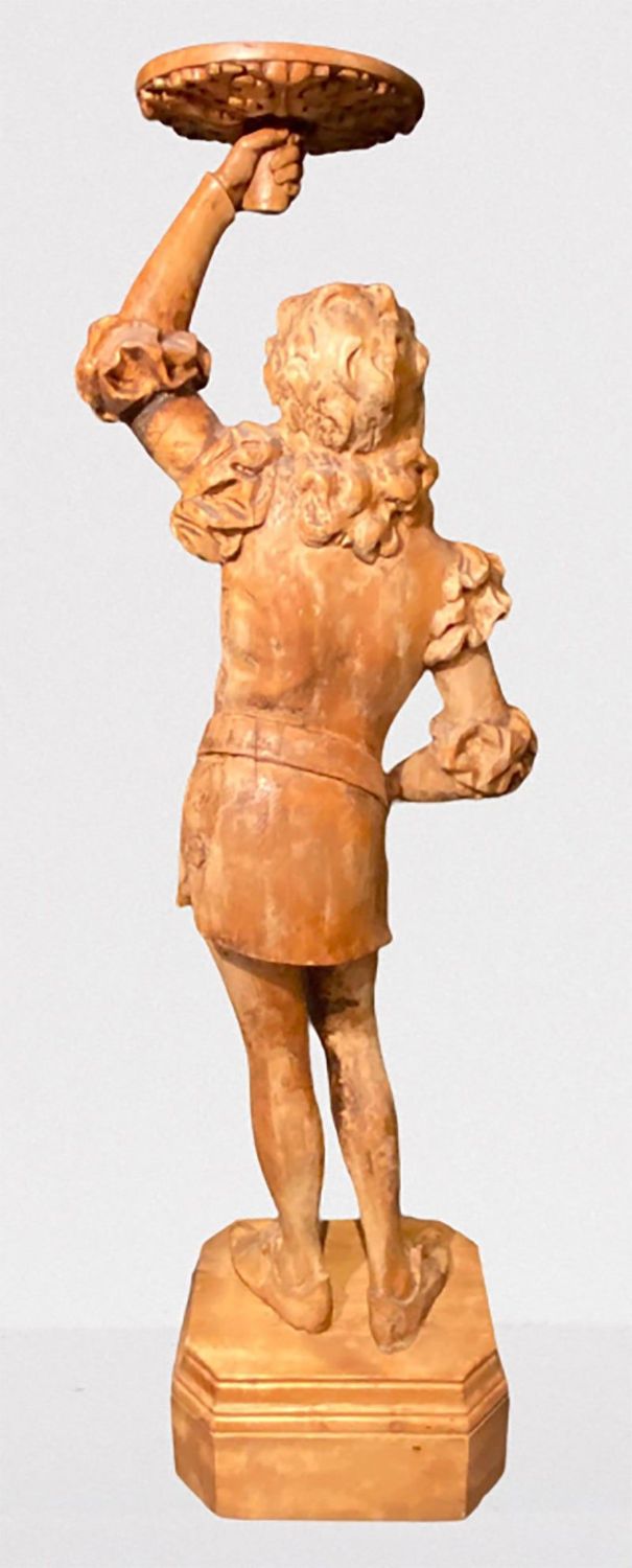 Italian Carved Wood Figural Card Stand, Receiver, Late 18th Century