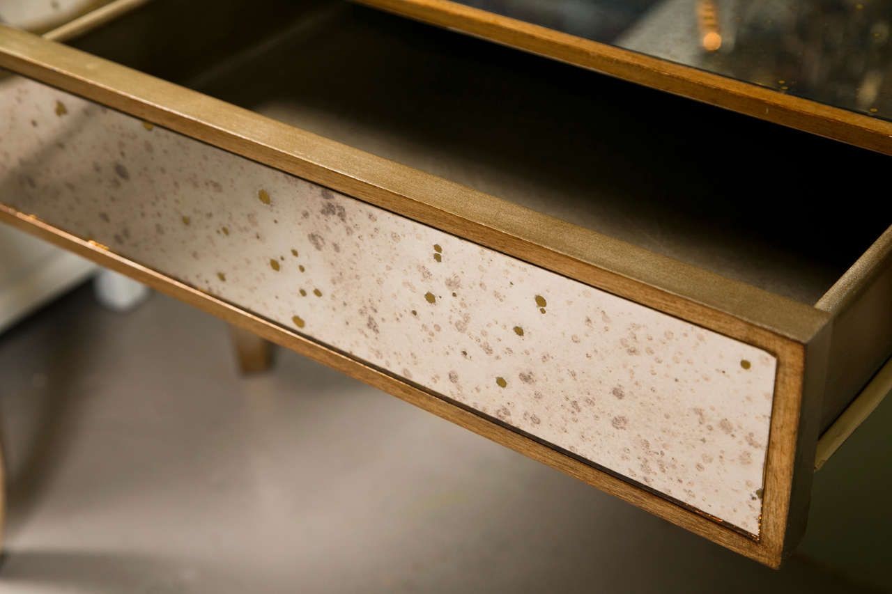 Hollywood Regency Style Mirror Console Table With Gold Gilt Frame Single Drawer