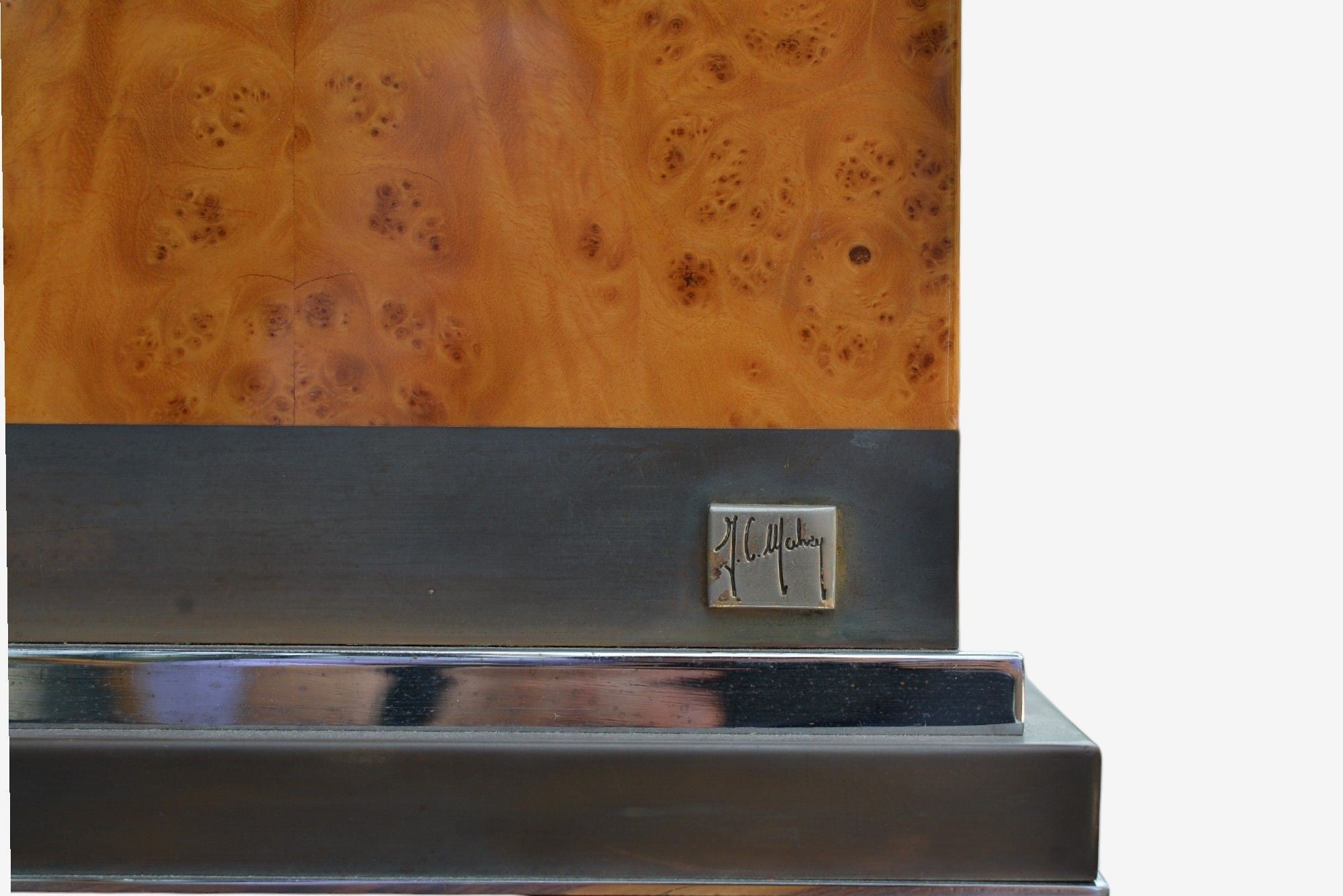 Jean Claude Mahey, Burl Wood, Chrome, Table Lamps, France, 1960s