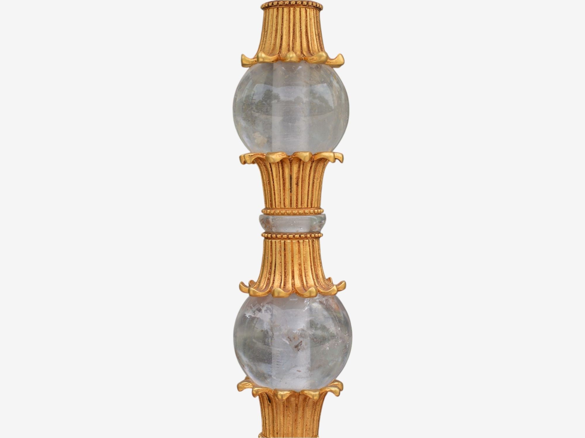 Hollywood Regency Style, Gilt Metal, Rock Crystal, Table Lamps, France, 1940s