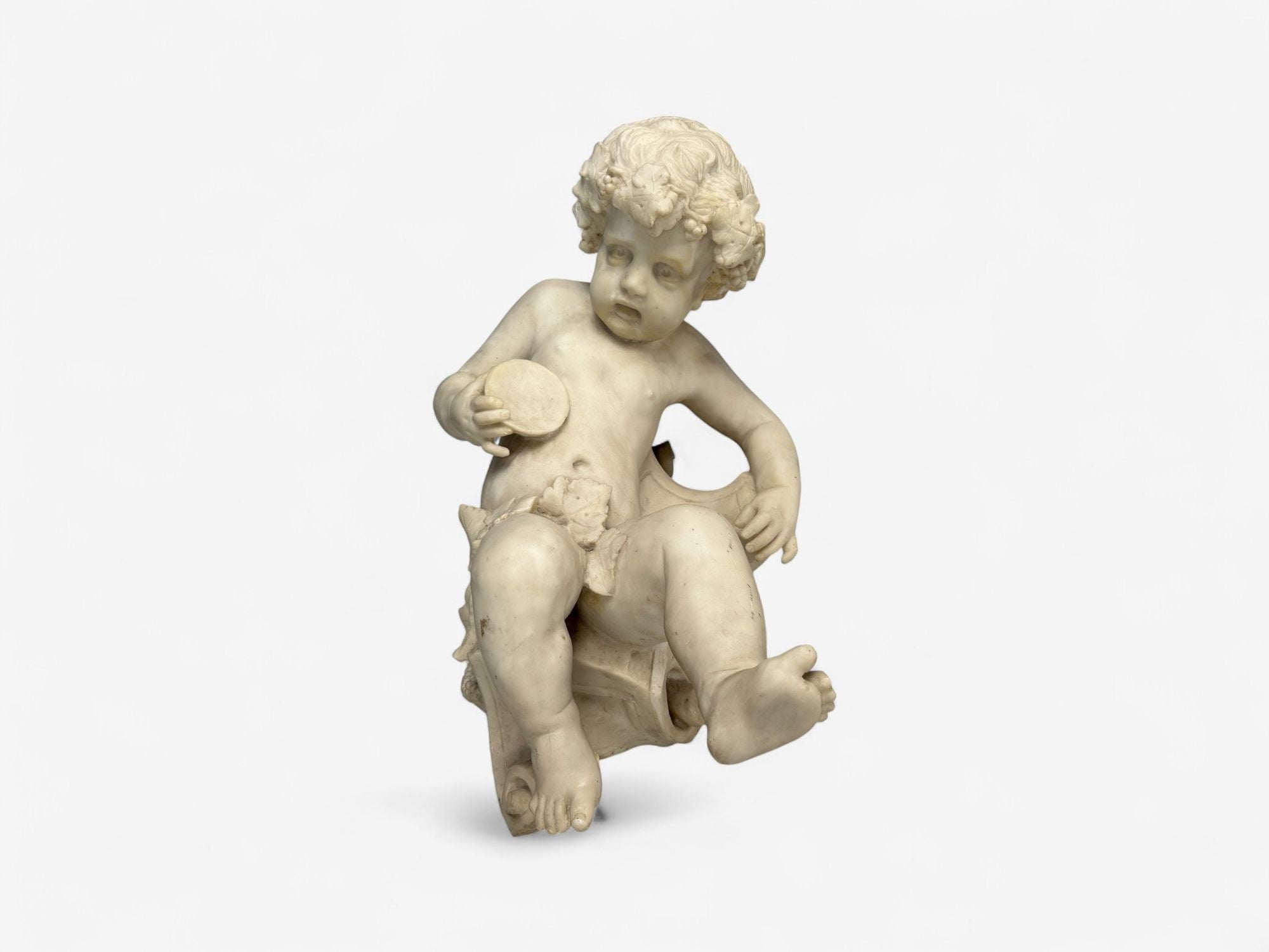 Neoclassical, Faux Marble, Seated Angel Busts on Sleighs, Italy, 1960s
