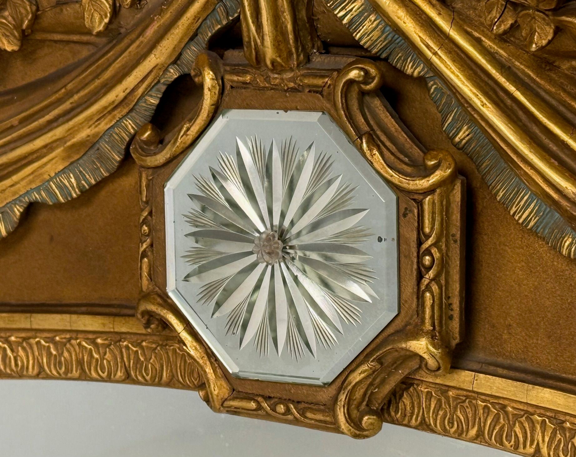 Adam Style, Giltwood, Drapery Motif, Over the Mantle Wall Mirror, Italy, 1920s