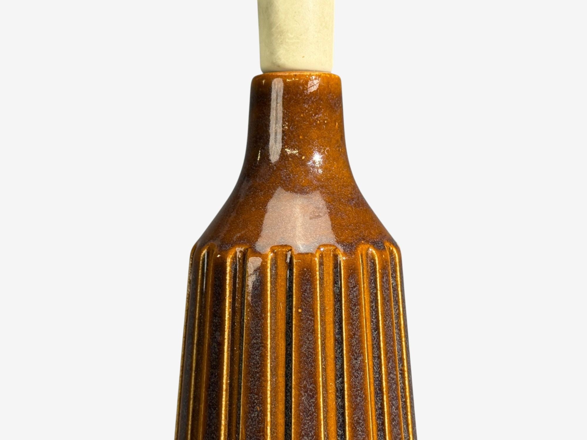 Bruno Karlsson, Large Table Lamp, Brown Stoneware, Sweden, 1960s