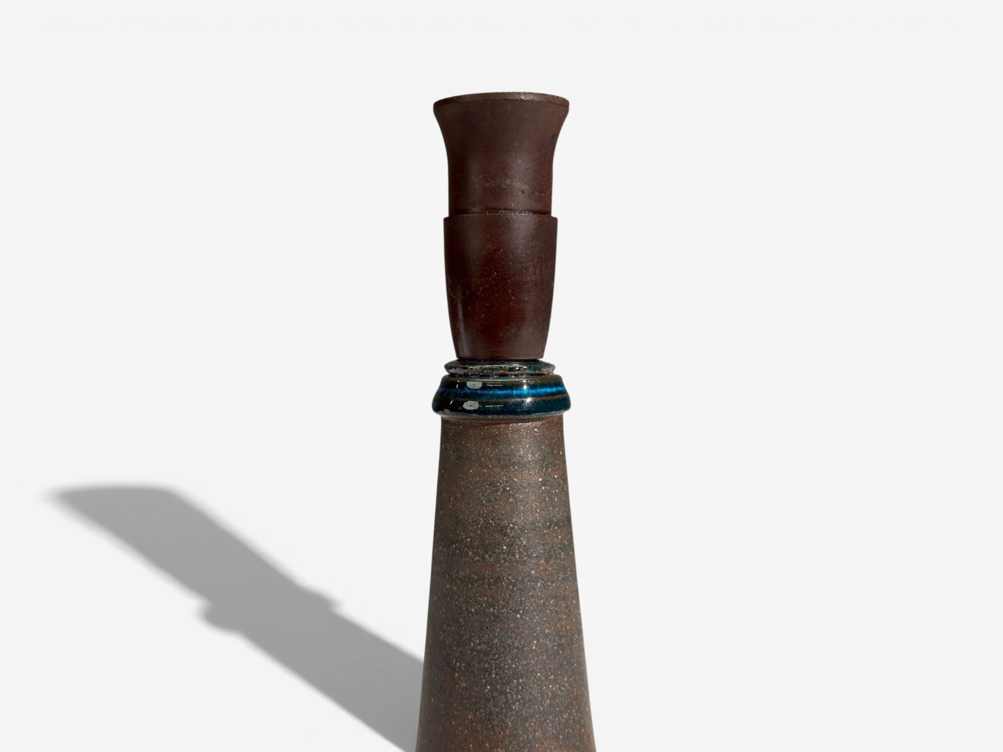 Nils Kähler, Small Table Lamp, Brown Stoneware, Denmark, 1950s