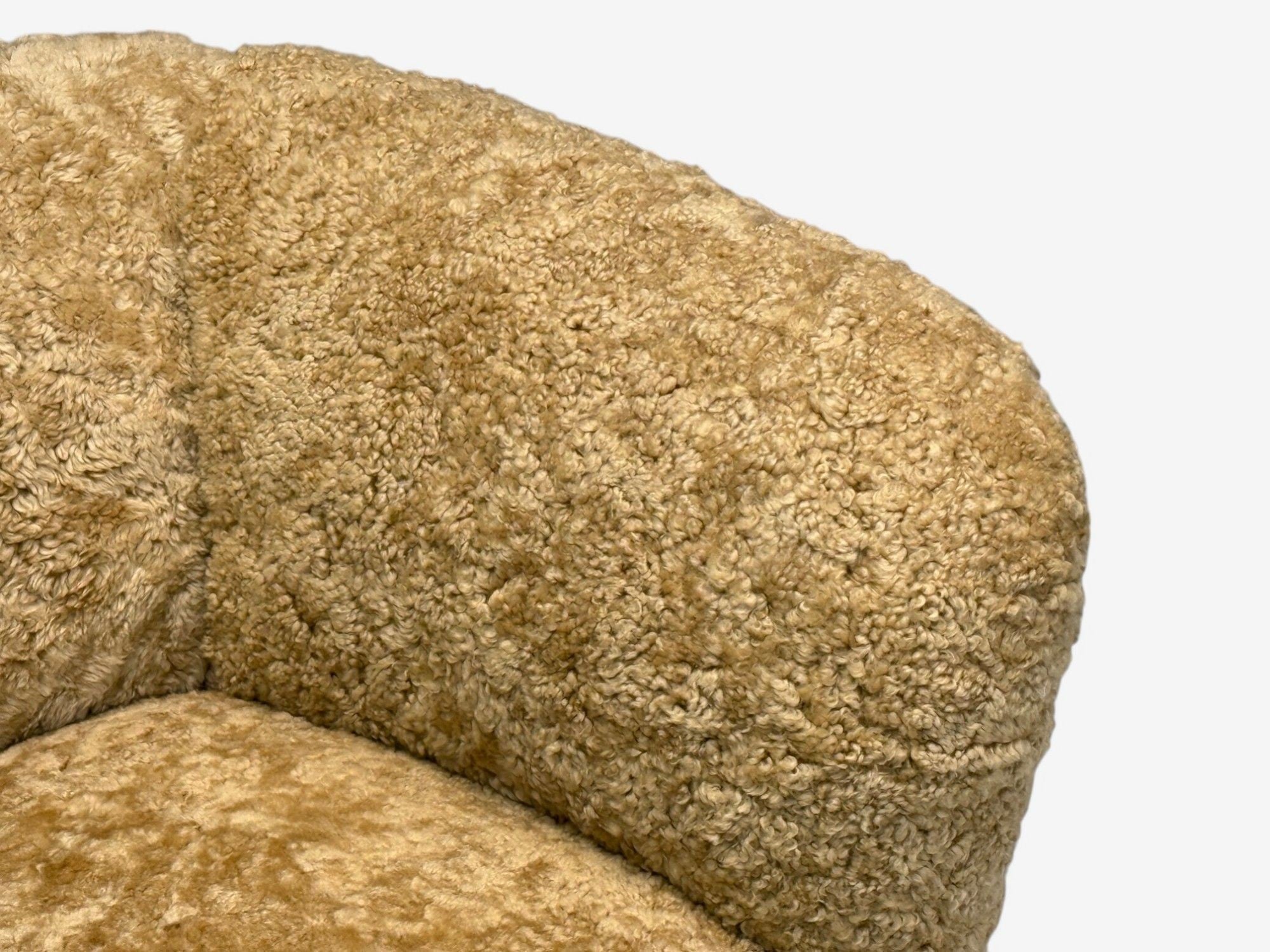 Danish Modern, Beech, Honey Sheepskin, Banana Style Tub Chair, Denmark, 1930s