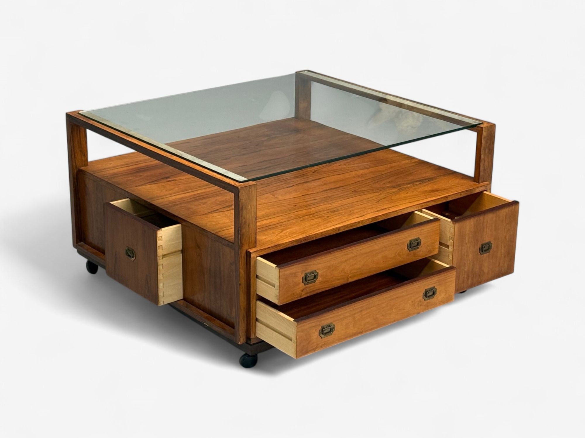 Henning Korch, Danish Modern, Rosewood, Rolling Coffee Table, Denmark, 1960s