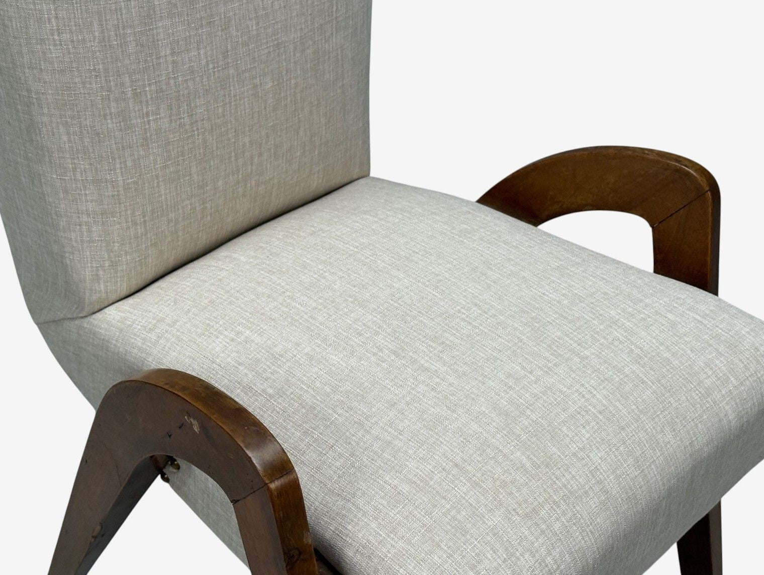 Malatesta & Masson, Beige Fabric, Wood, Occasional Chairs, Italy, 1950s