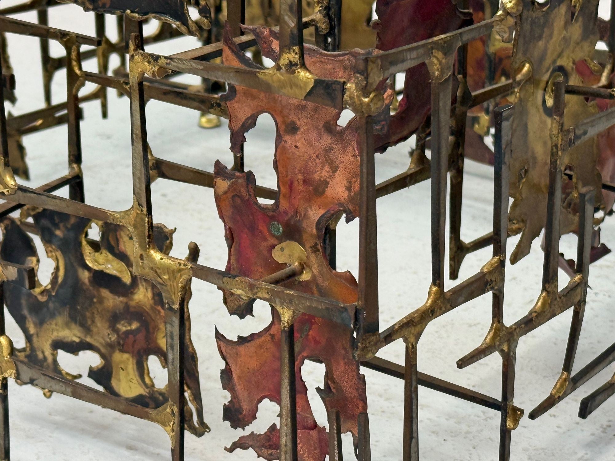 Silas Seandel Style, Brutalist Modern, Metal, Glass, Coffee Table, USA, 1970s