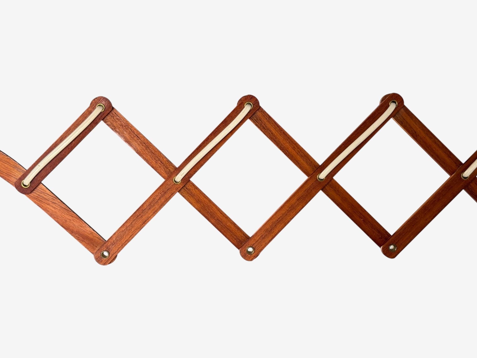 Aro Leuchten, Teak, Brass, Fabric, Scissor Wall Light, Germany, 1960s