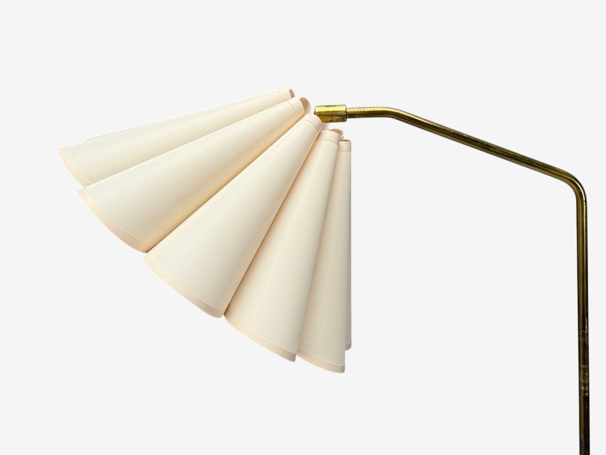 Danish Modern, Brass, Paper, Adjustable Floor Lamp, Denmark, 1960s