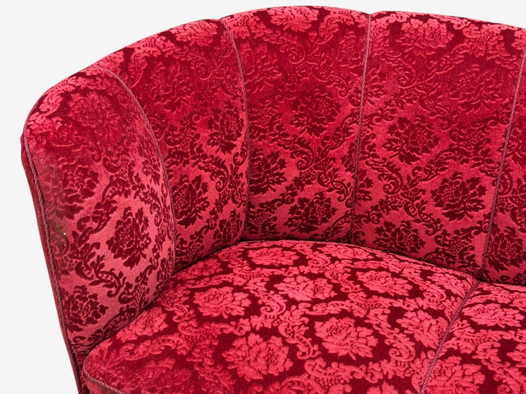 Danish Cabinetmaker, Oak, Fabric, Curved Banana Sofa, Denmark, 1960s