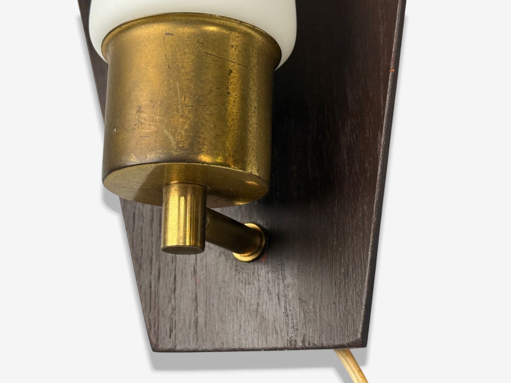 Danish Modern, Teak, Brass, Opaline Glass, Wall Lights, Denmark, 1960s