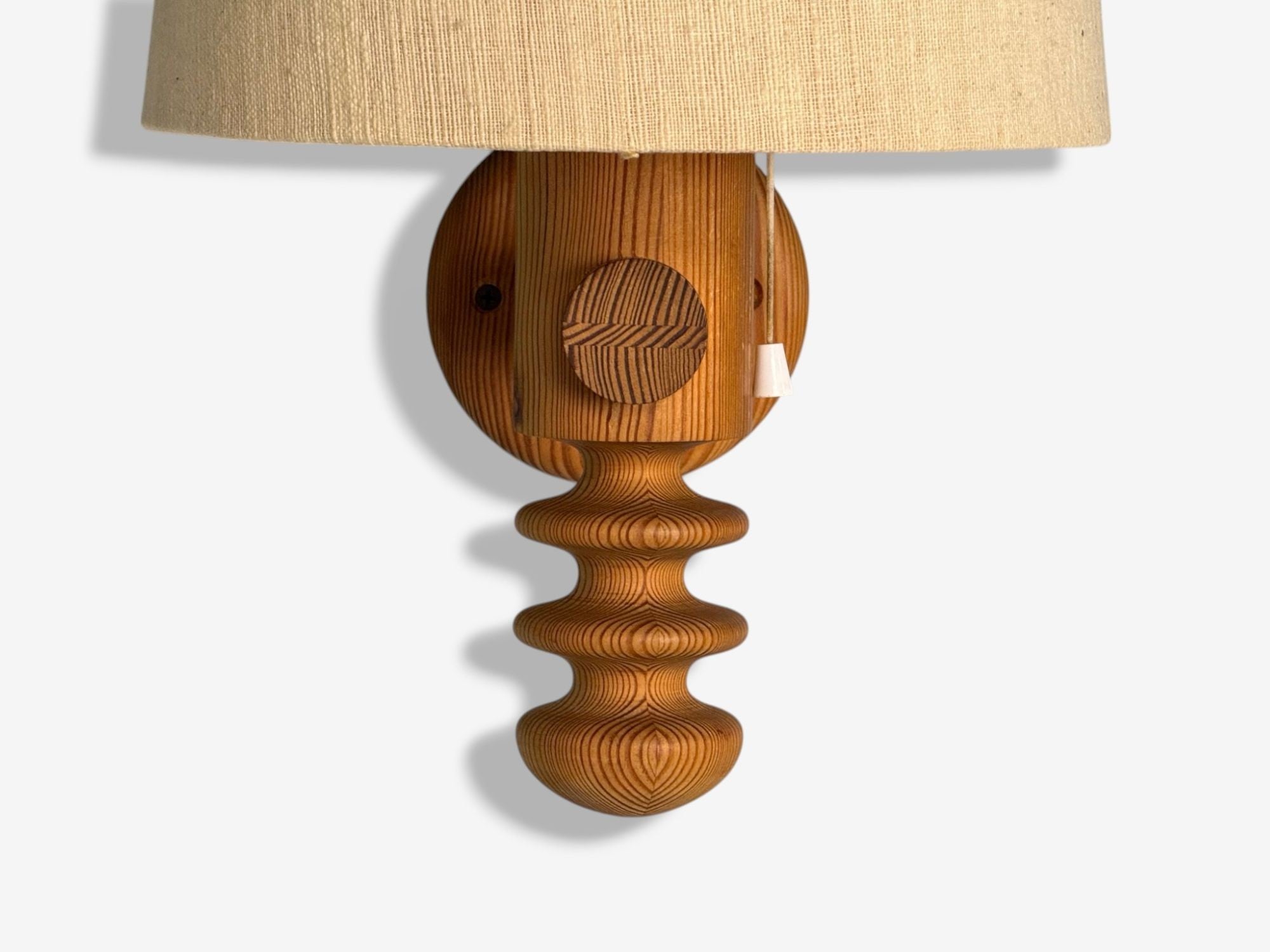 Uno Kristiansson, Swedish Modern, Pine, Fabric, Large Sconces, Sweden, 1970s