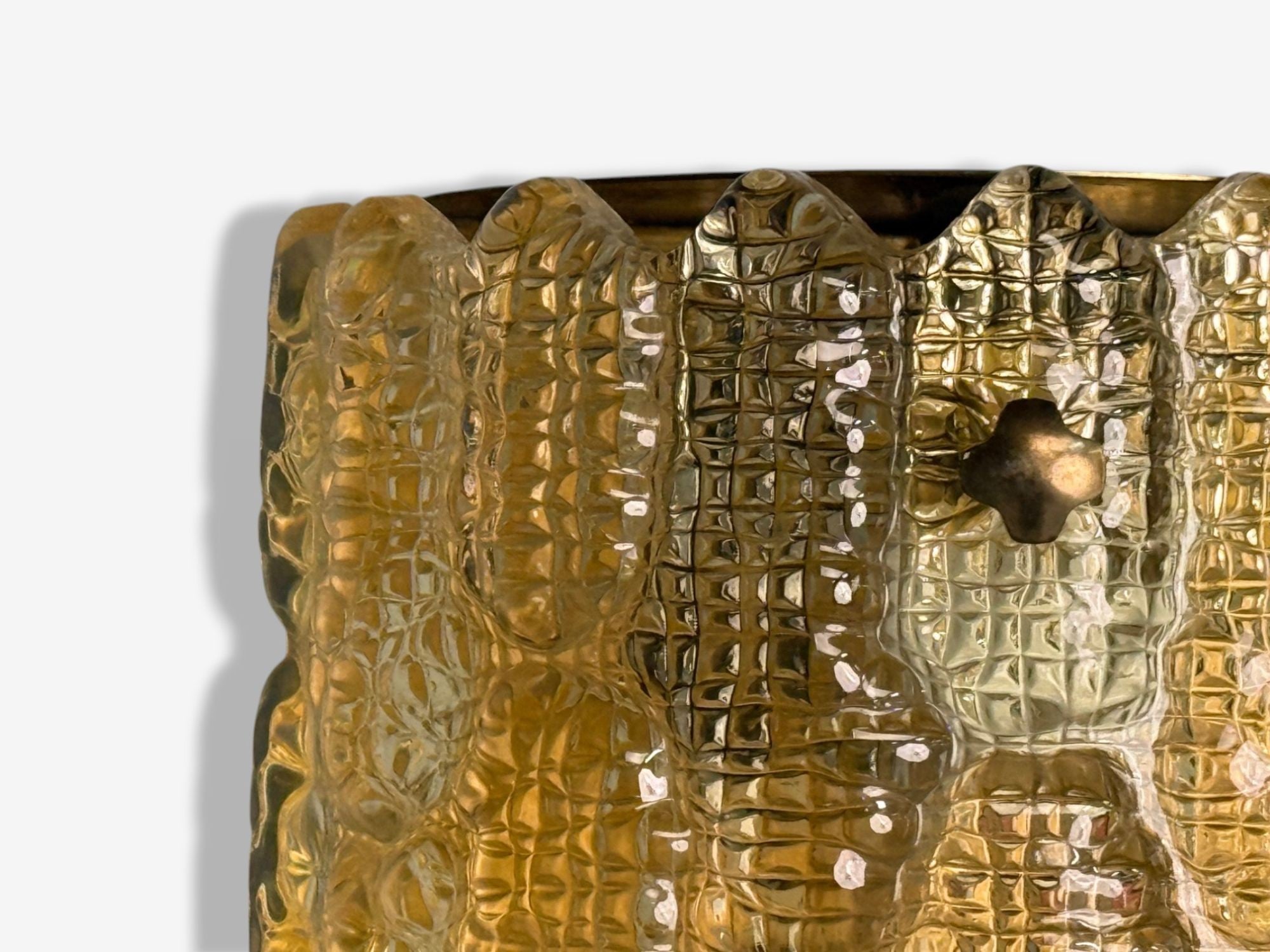 Orrefors, Swedish Modern, Brass, Glass, Wall Light, Sweden, 1960s