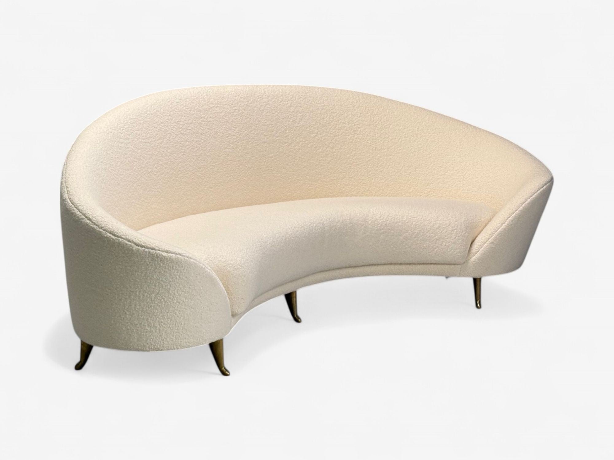 Federico Munari, Italian Modern, White Boucle, Bronze, Italy, 1950s