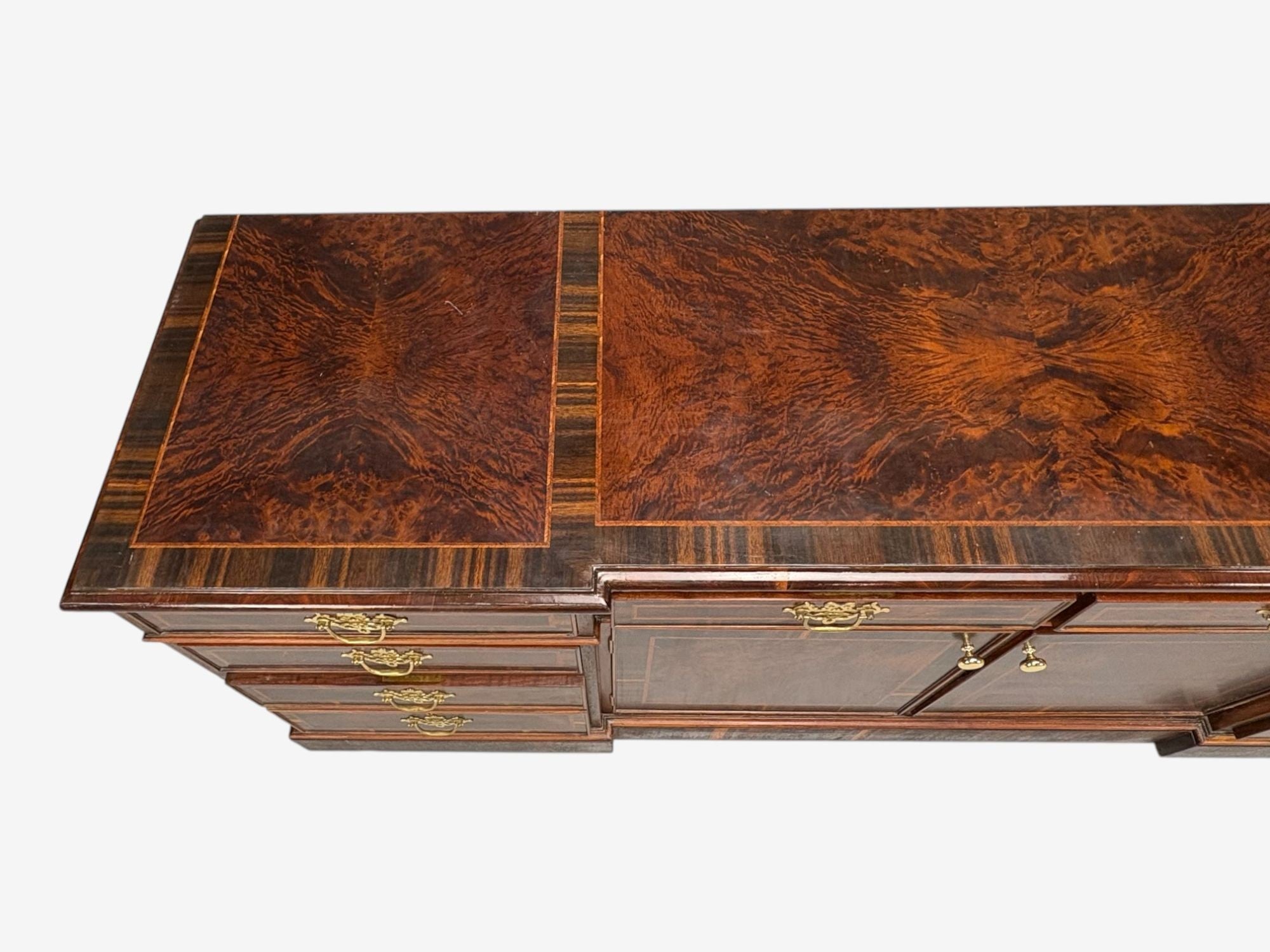 Georgian, Circassian Walnut, Burlwood, Brass, Sideboard, USA, 1980s