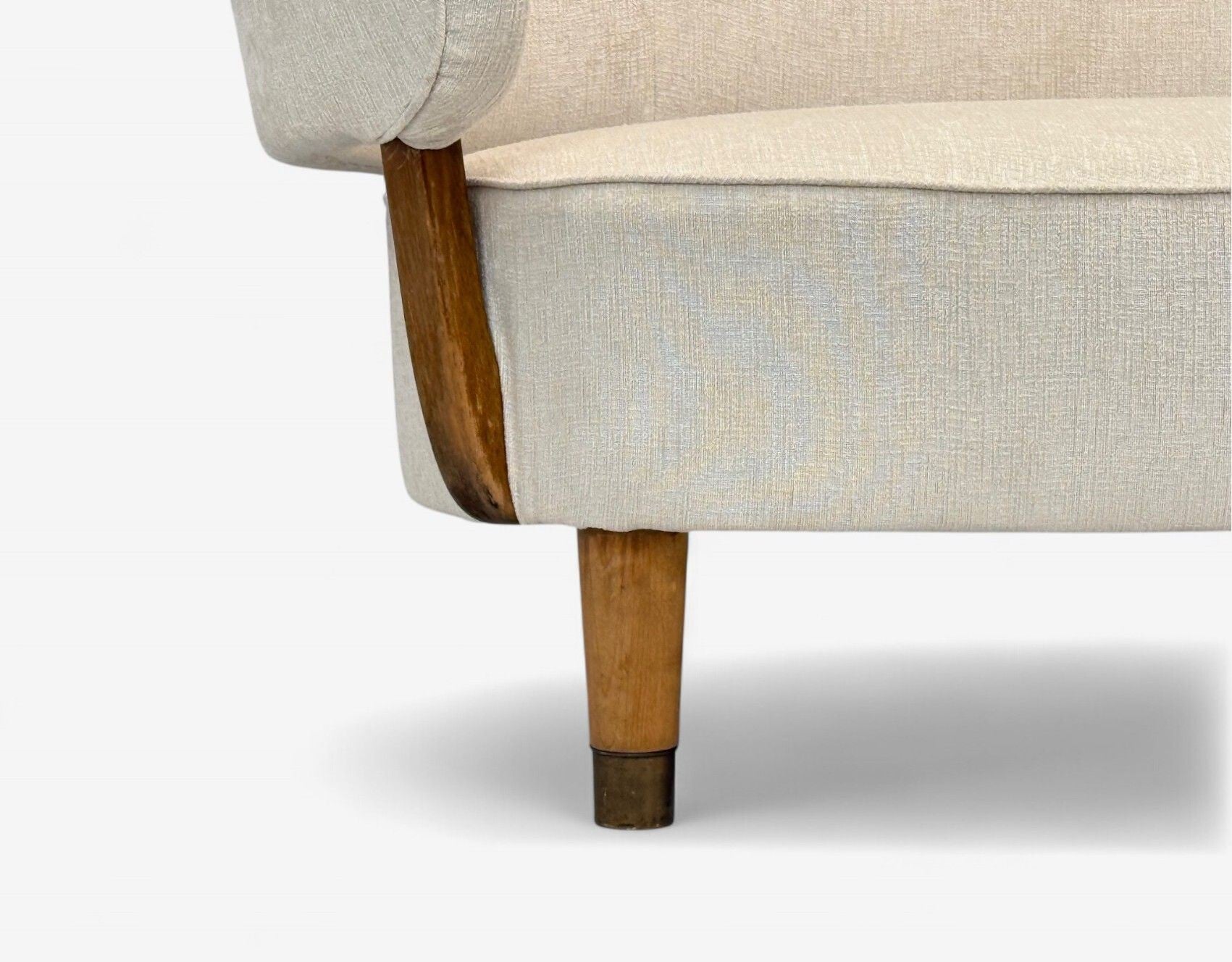 Aage Sattrup, Beech, Fabric, Rare Floating Sofa, Denmark, 1950s