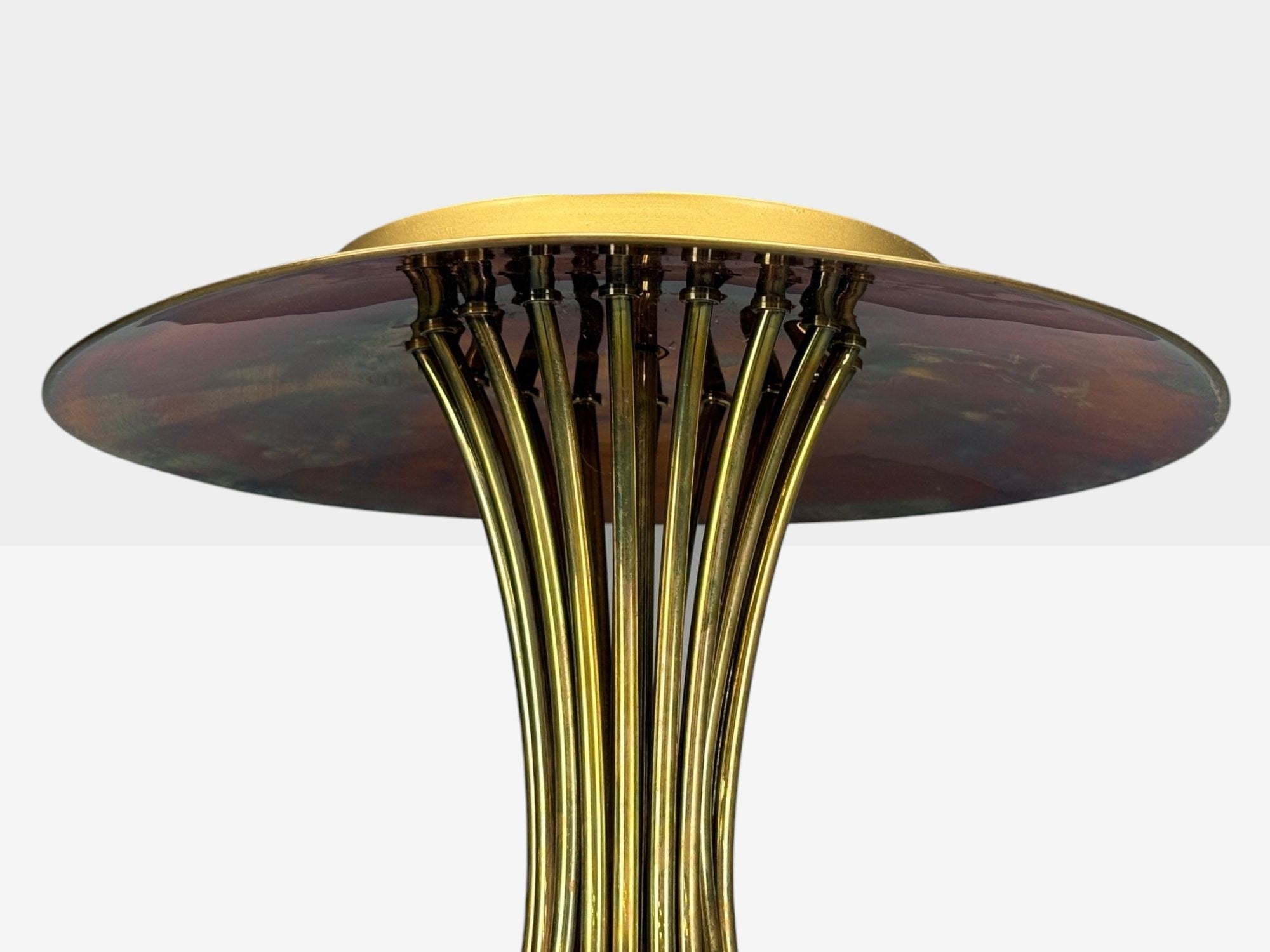 Italian Modern, Enameled Metal, Brass, Chandelier, Italy, 1960s