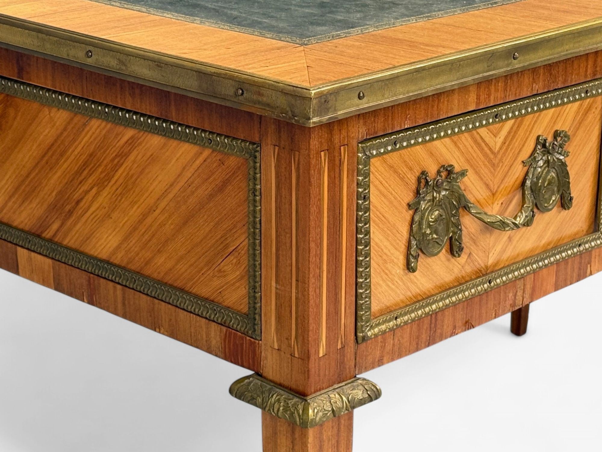 Louis XVI Style, Marquetry, Leather, Writing Desk, France, 19th.
