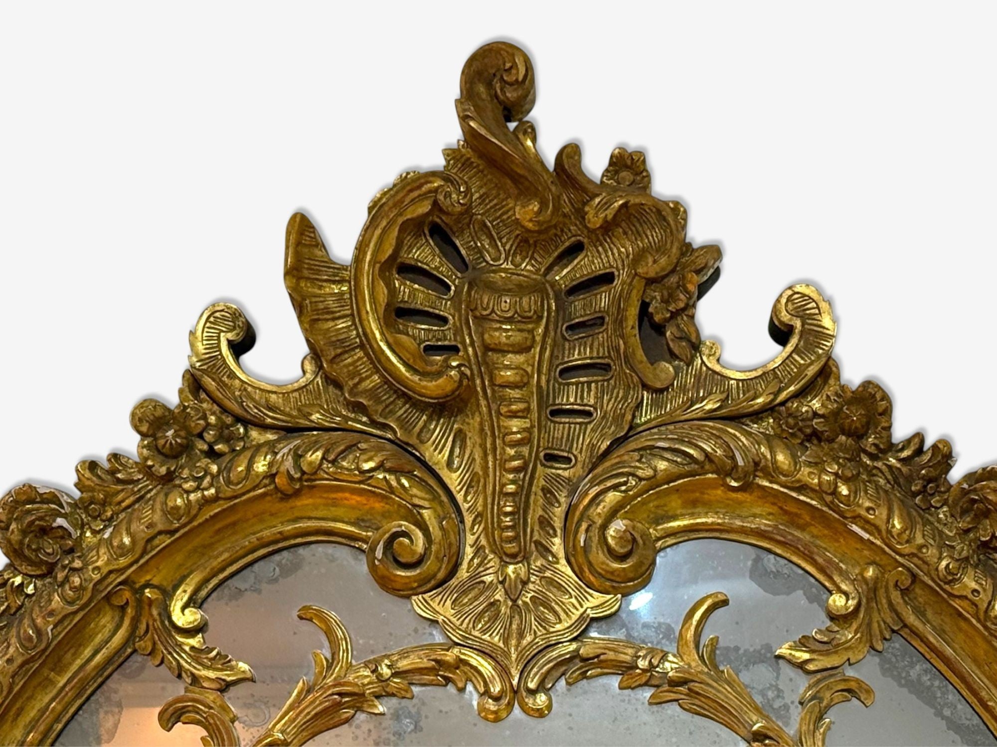 George III Style, Giltwood, Silvered Mirror, Monumental Wall Mirrors, England, 1950s