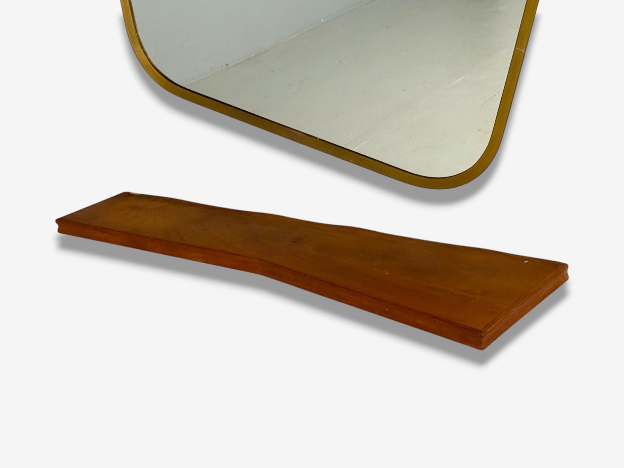 Italian Modern, Cherrywood, Glass, Console with Mirror, Italy, 1950s