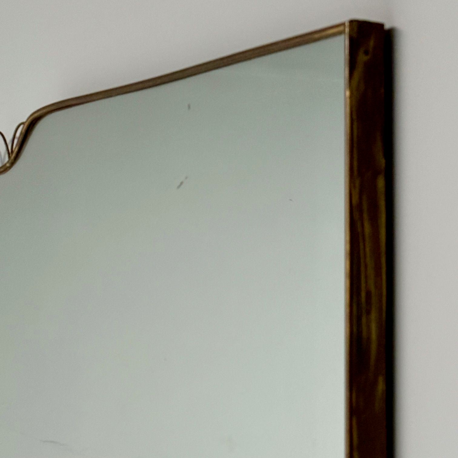 Gio Ponti Attr, Italian Mid-Century Modern, Monumental Wall Mirror, Brass, 1950s