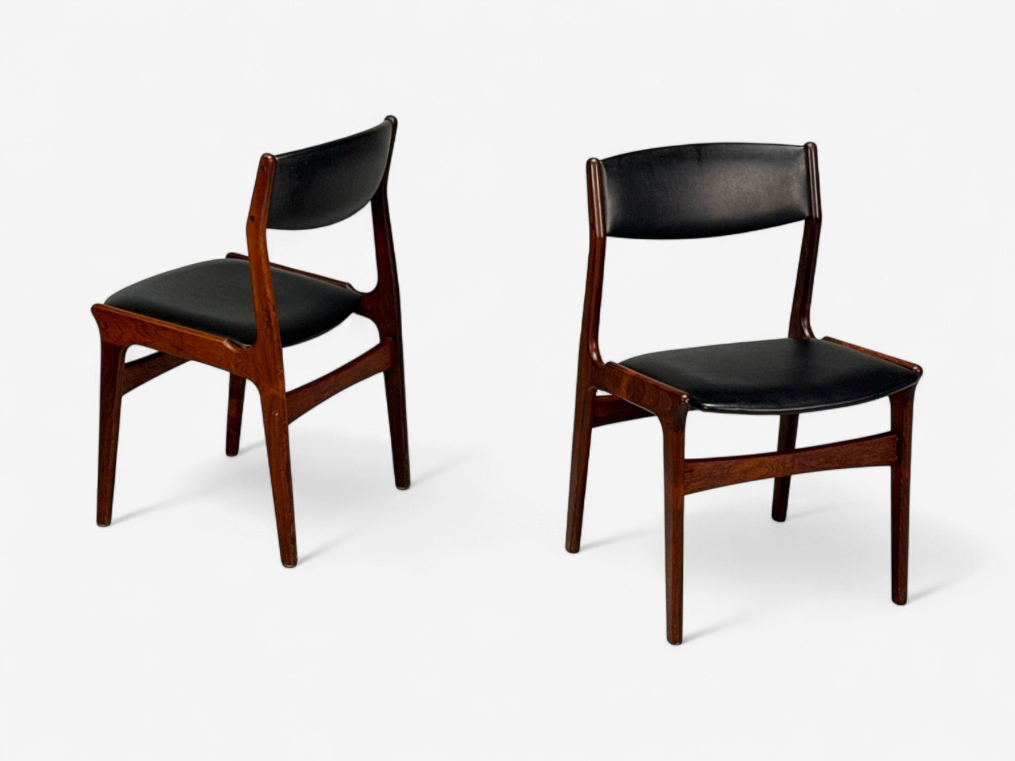 Danish Modern, Rosewood, Leatherette, Dining Chairs, Denmark, 1950s