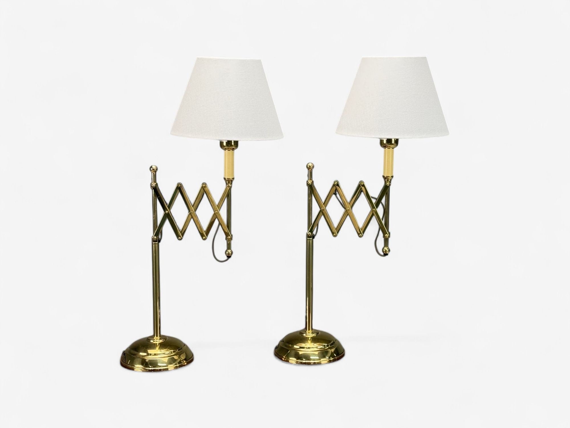 American Modern, Polished Brass, Adjustable Table Lamps, USA, 1980s