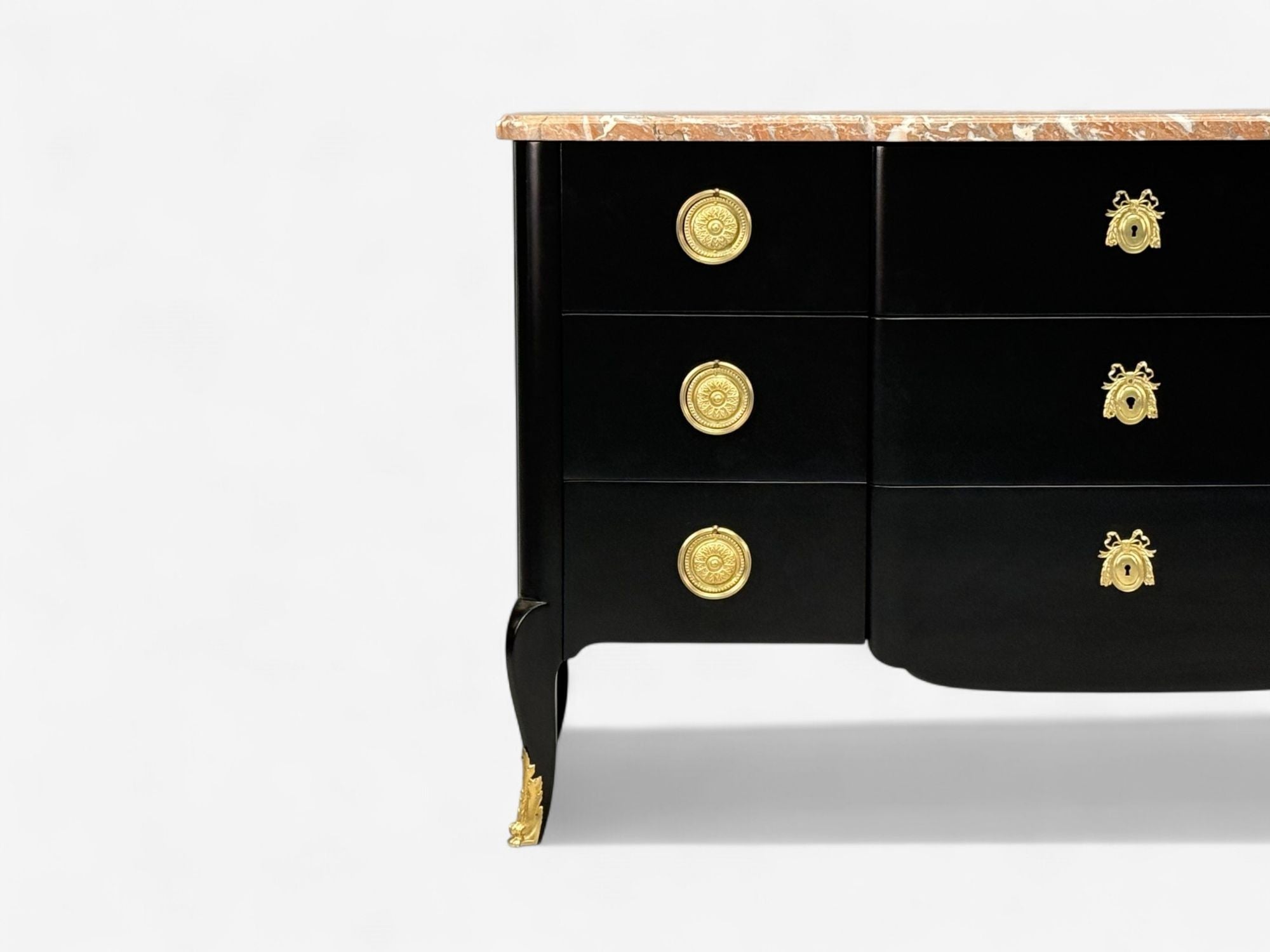 Maison Jansen, Mahogany, Bronze, Marble, Ebonized Commode, France, 1940s