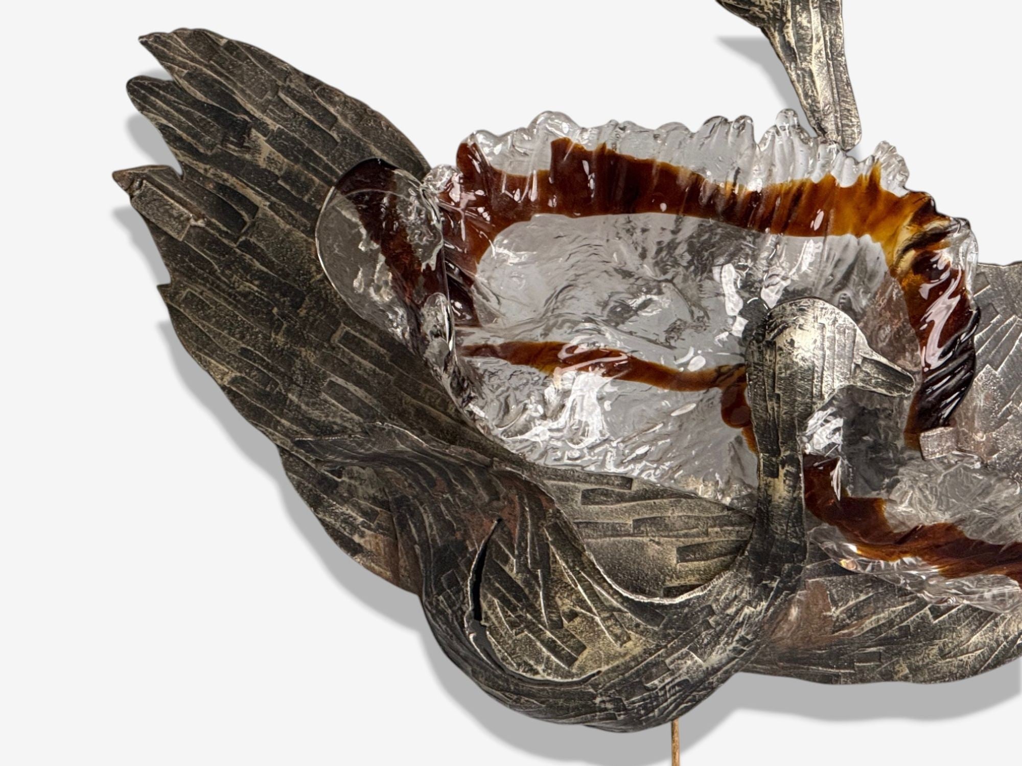 Italian Modern, Patinated Metal, Art Glass, Large Wall Sconce, Italy, 1960s