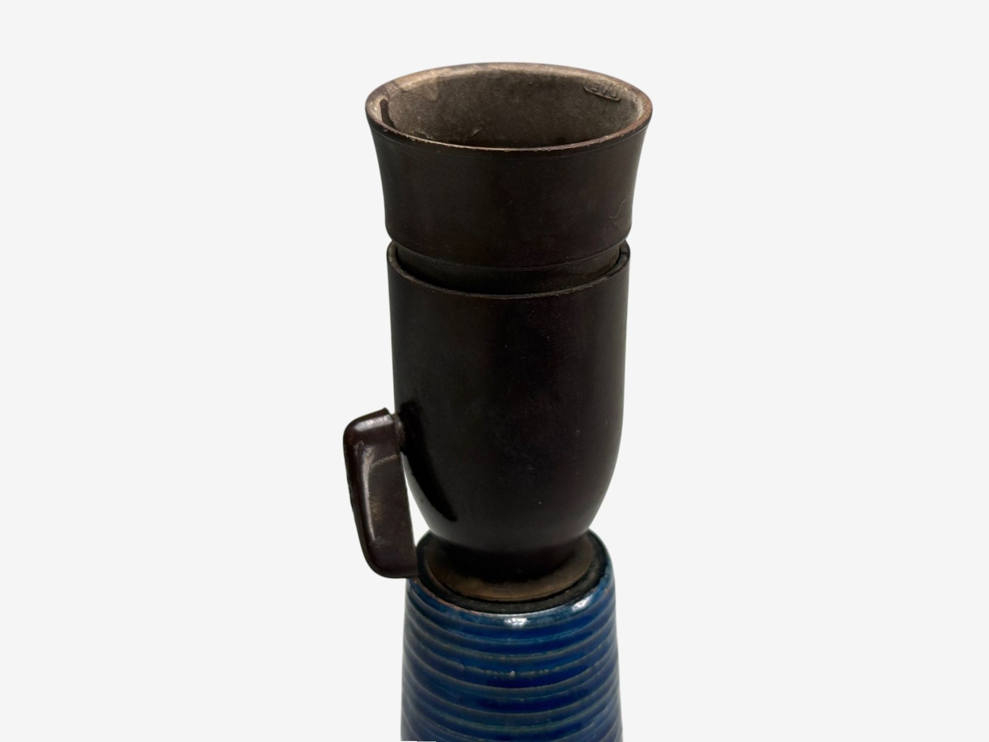 J. Holstein Keramik, Blue Stoneware, Table Lamp, Denmark, 1960s