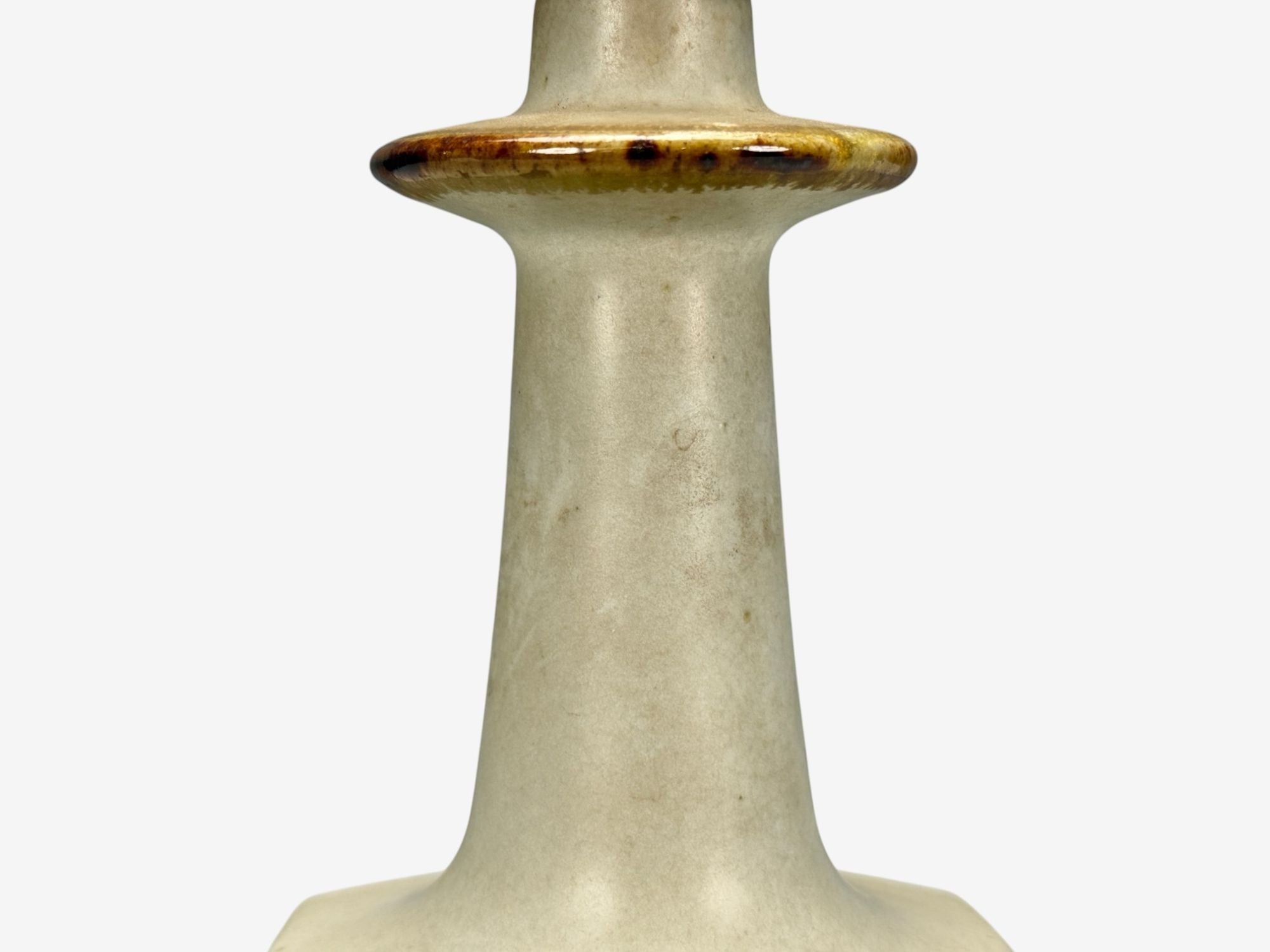 Knabstrup Attribution, Beige Stoneware, Table Lamp, Denmark, 1960s