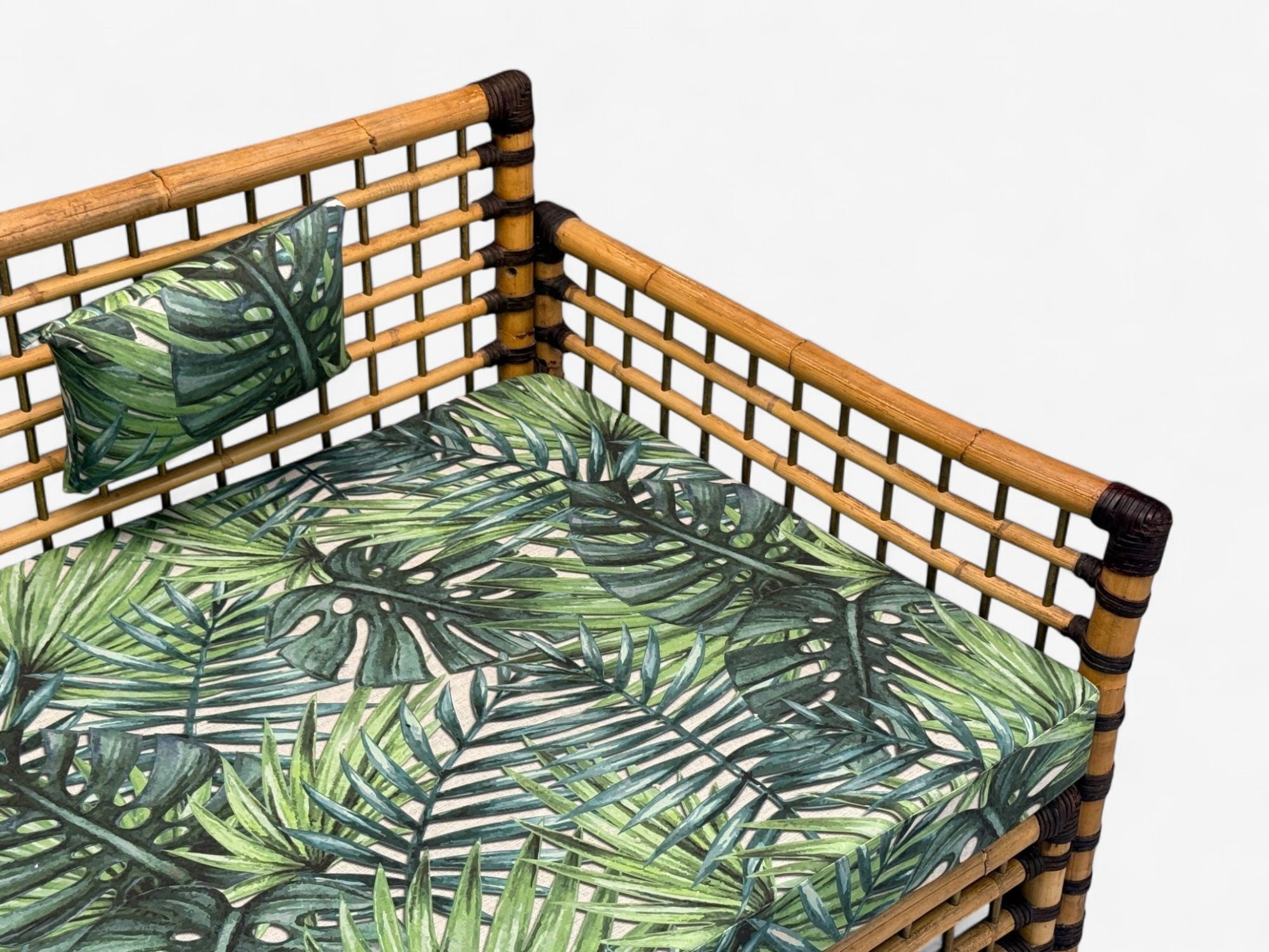 Studio Smania, Italian Modern, Bamboo, Cane, Fabric, Sofa, Italy, 1970s