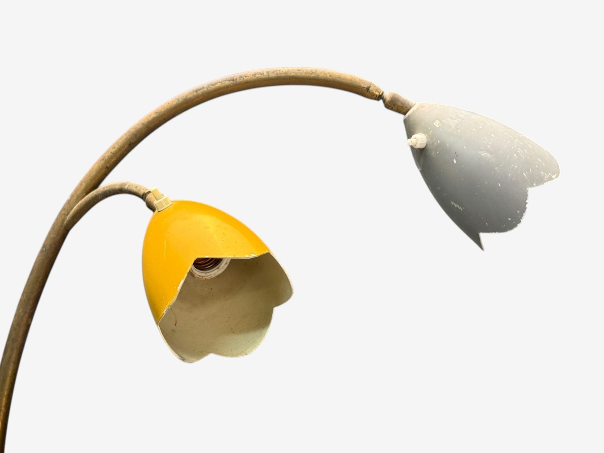 Italian Modern, Painted Enamel, Brass, Marble, Floor Lamp, Italy, 1940s