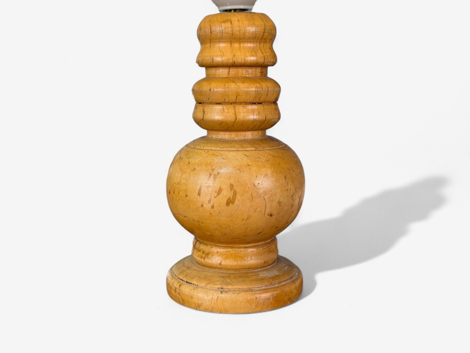 Swedish Modern, Turned Birch, Silk, Table Lamp, Sweden, 1960s