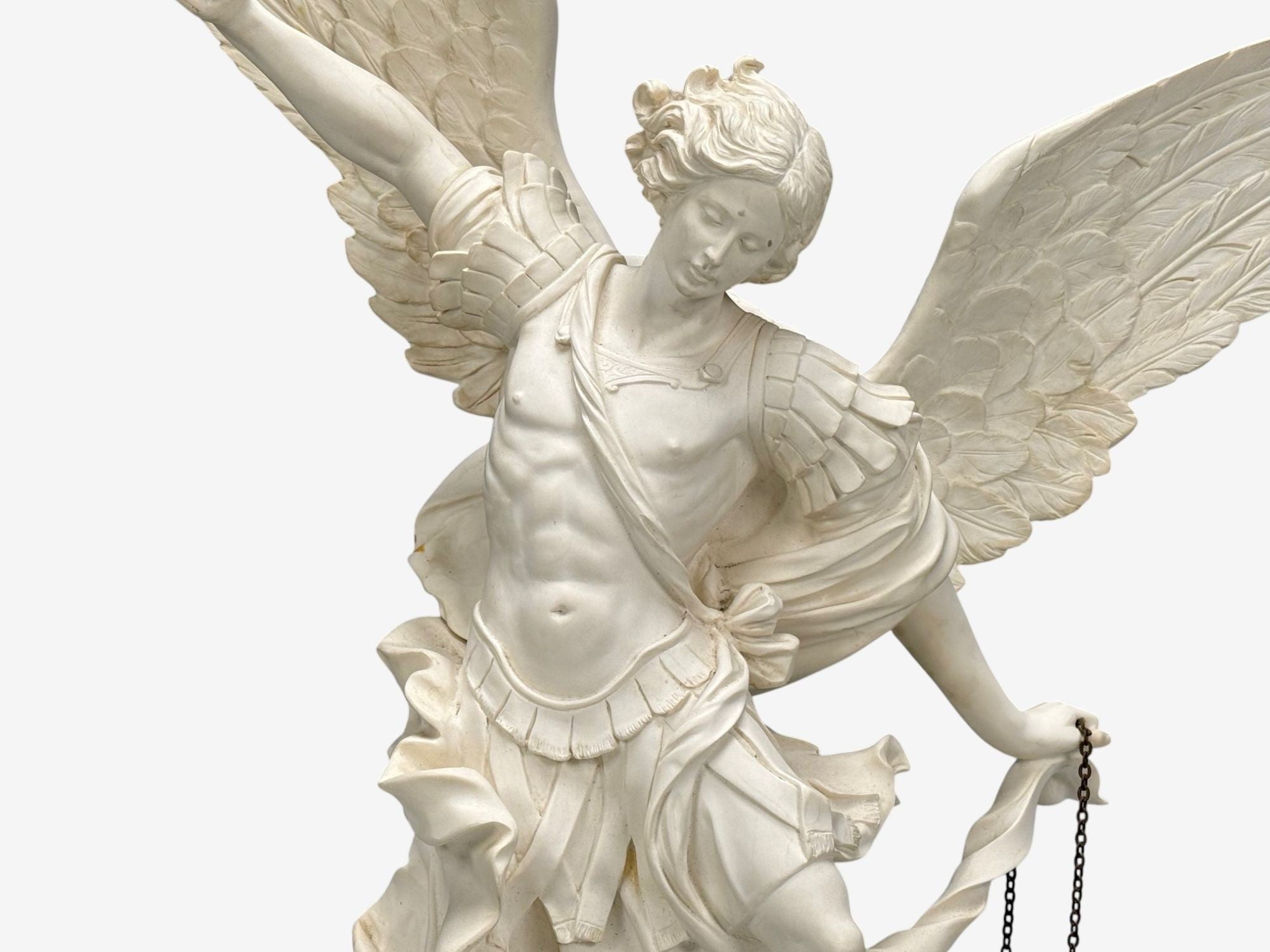 Statue of Saint Michael the Archangel, Composite, Marble Base, Italy, 20th c.