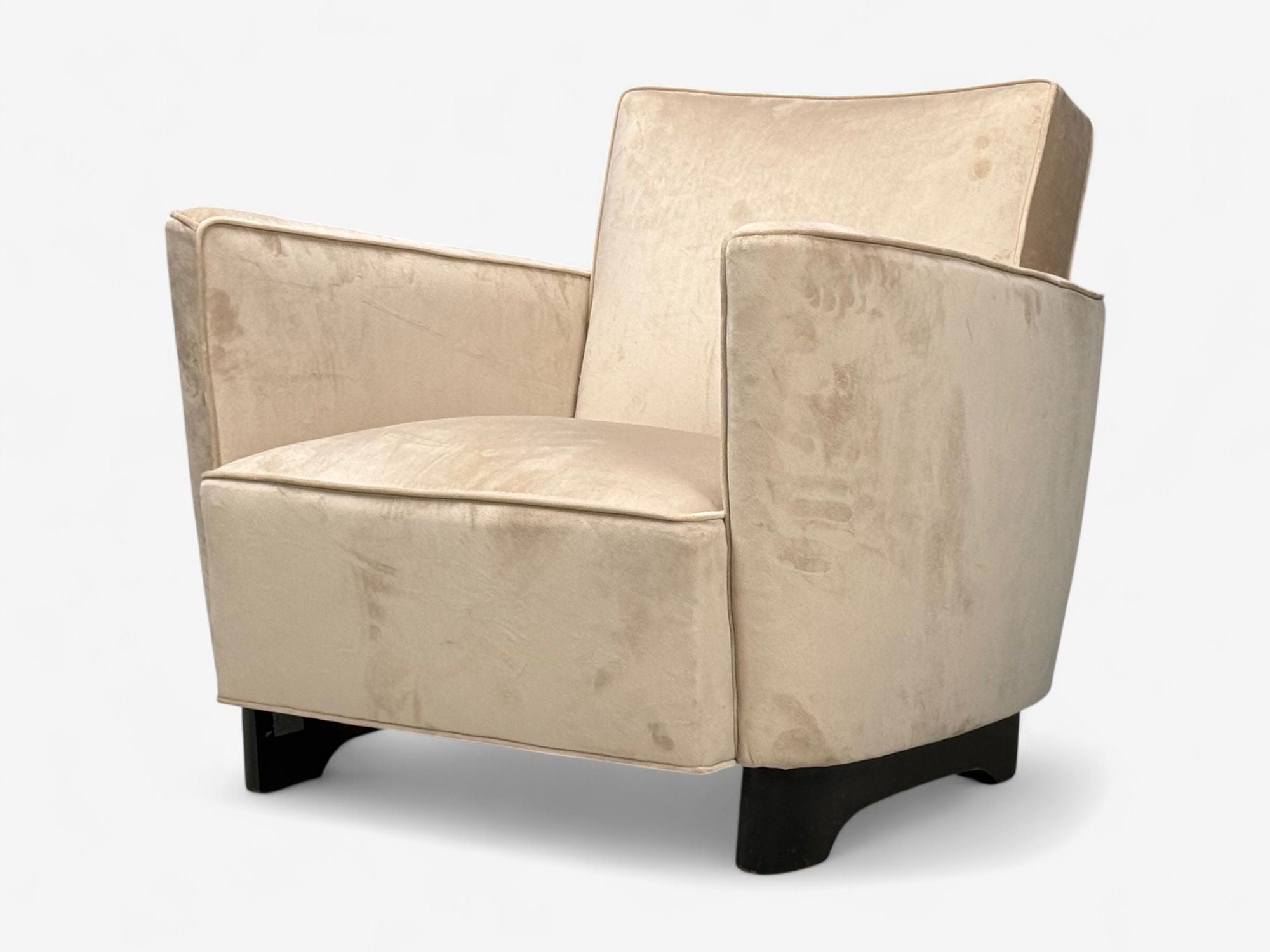 Slagelse Mobelfabrik, Beige Velvet, Beech, Lounge Chairs, Denmark, 1940s