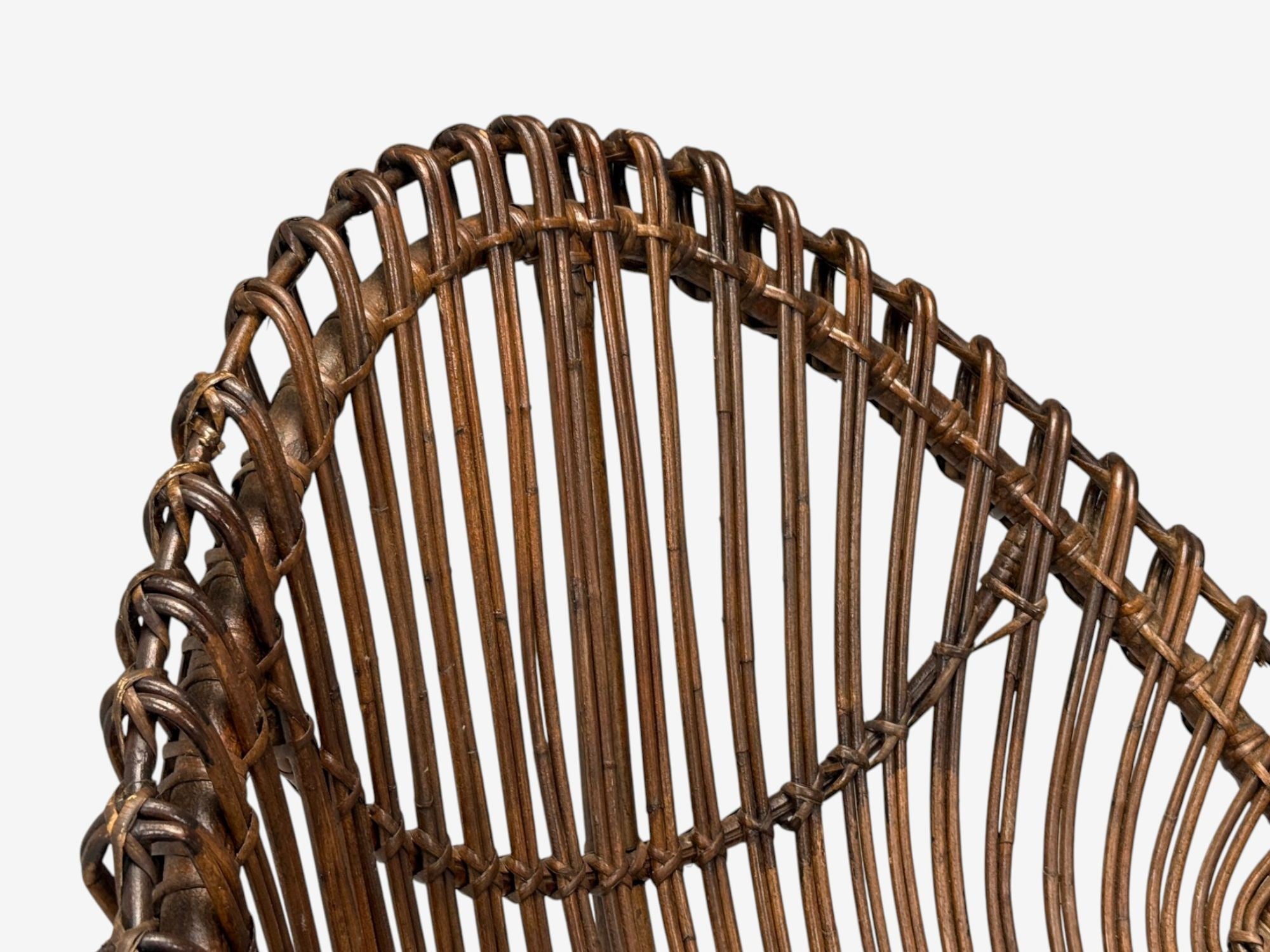 Italian Modern, Metal, Bamboo, Rattan, Lounge Chairs, Italy, 1950s