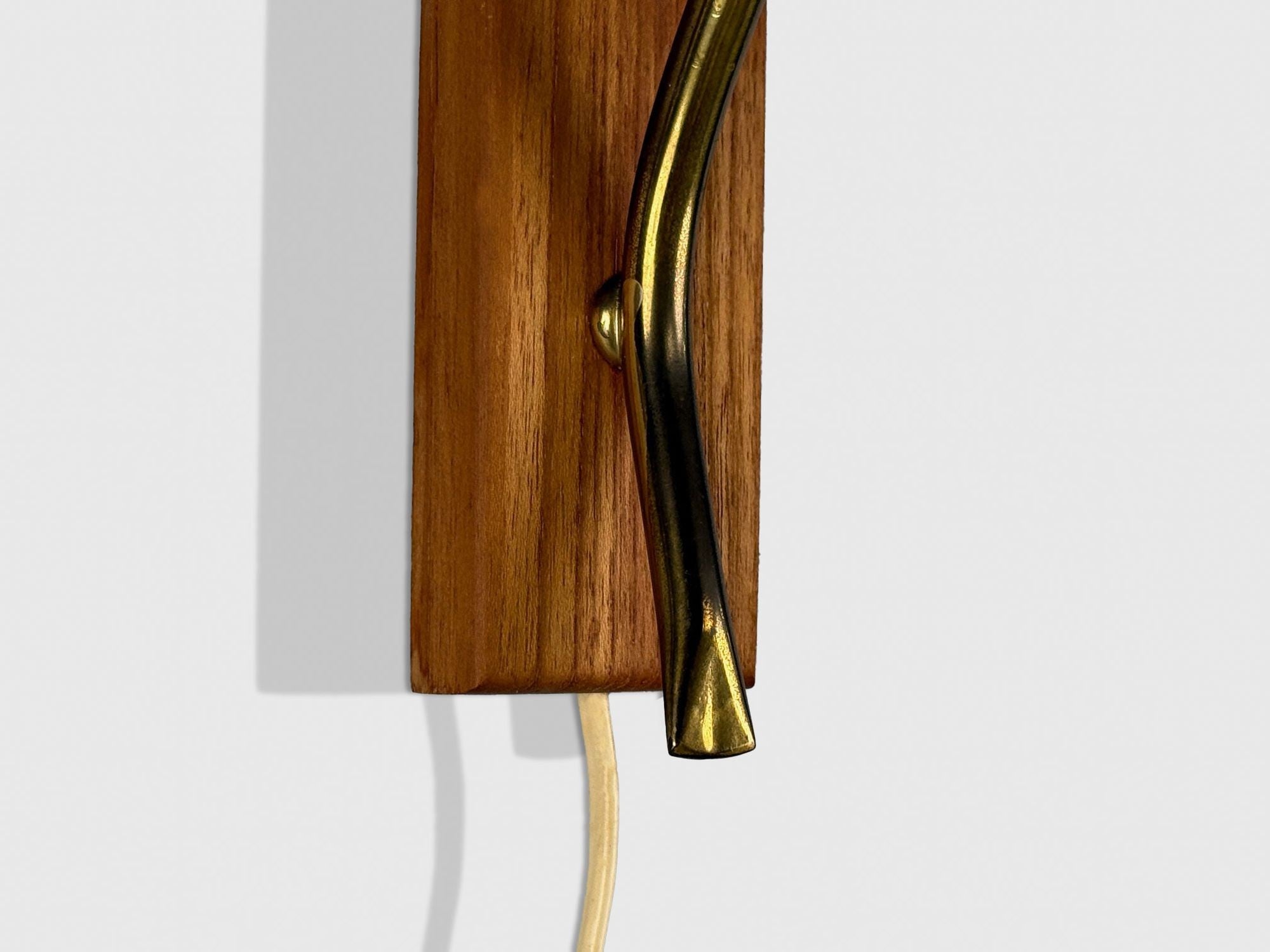 Swedish Modern, Teak, Brass, Glass, Wall Lights, Sweden, 1960s