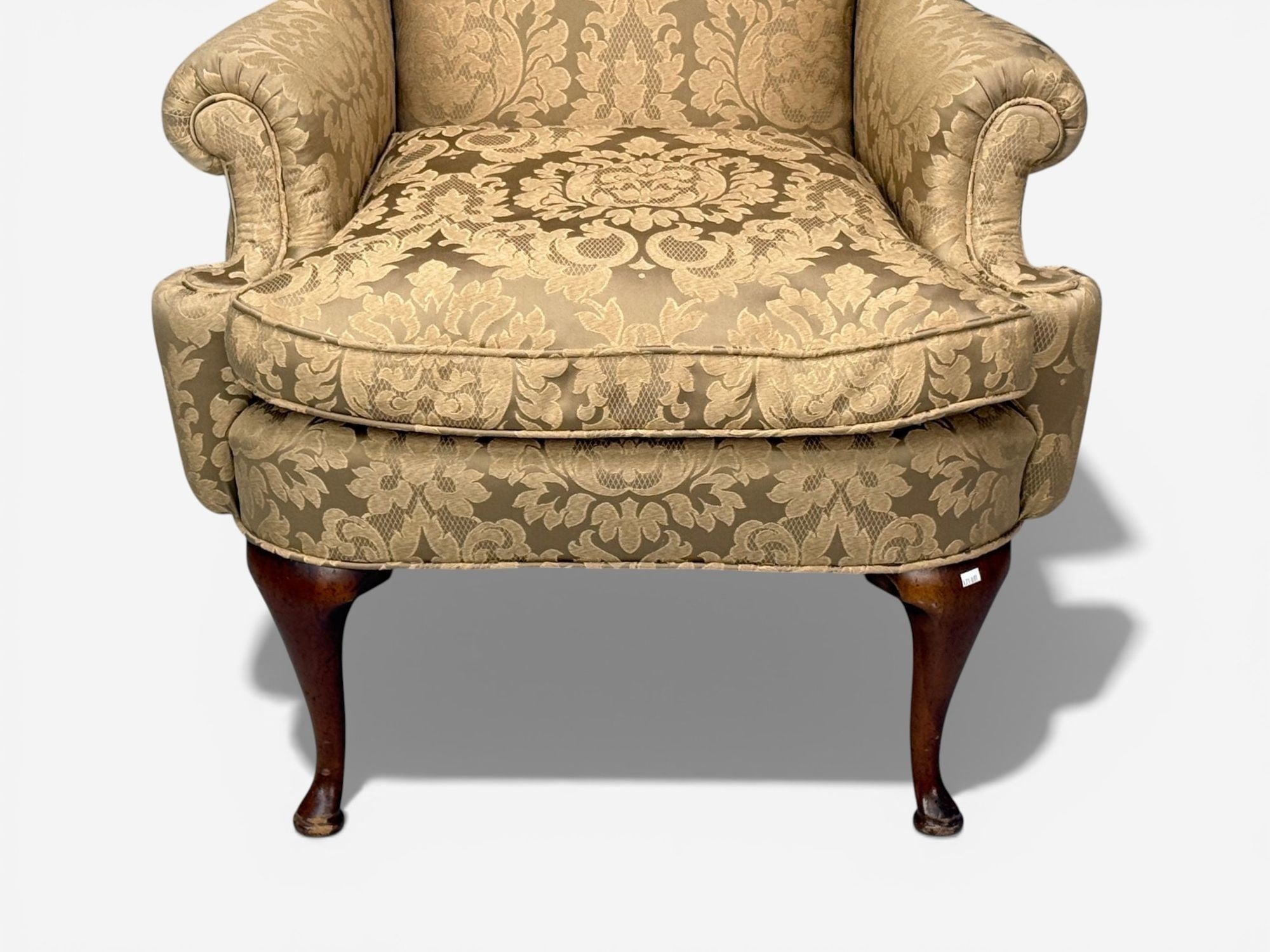 Queen Anne, Wingback Chair, Fabric, Mahogany, England, 19th c.