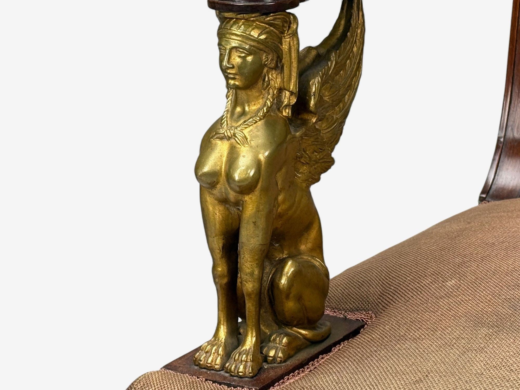 French Empire Revival, Bronze, Mahogany, Tapestry, Armchairs, France, 19th c.