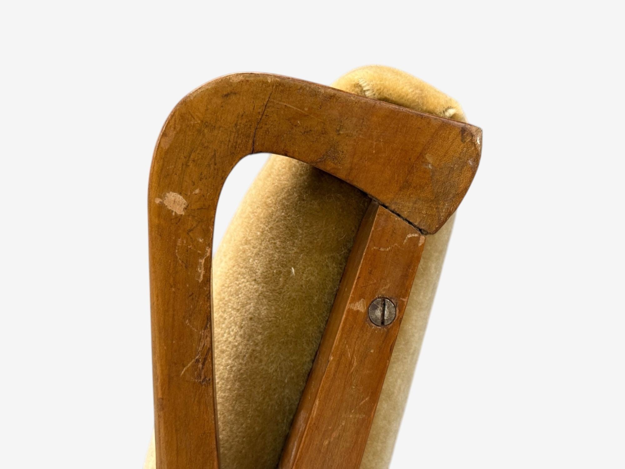 Italian Modern, Stained Wood, Camel Mohair, Lounge Chair, Italy, 1950s