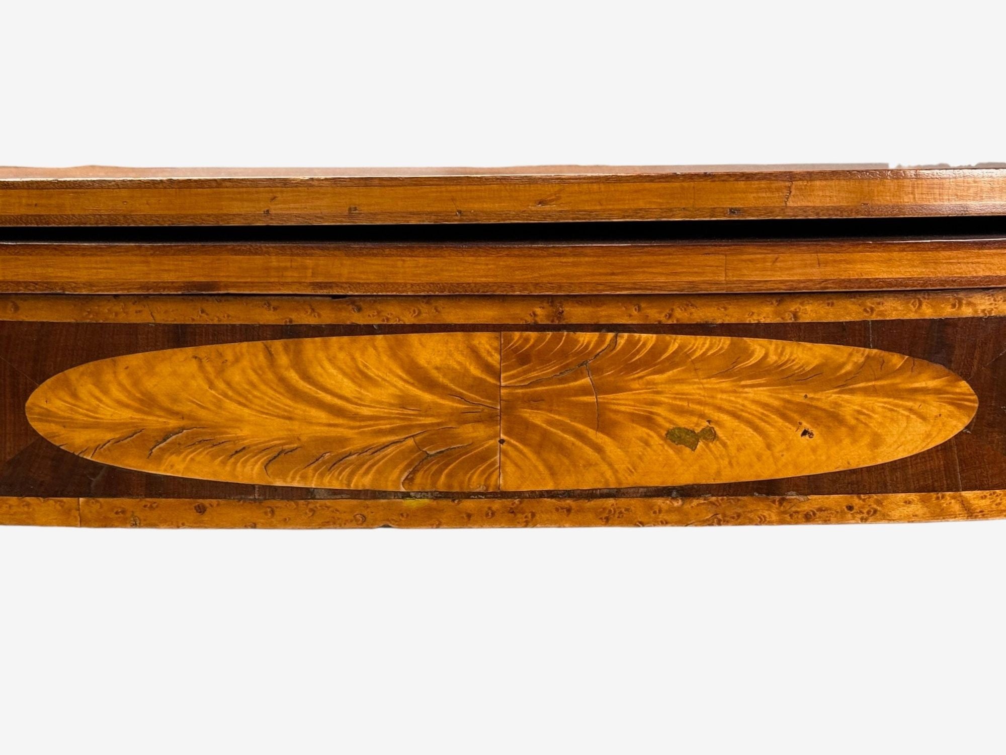 American Sheraton, Mahogany, Tulipwood, Serpentine Inlaid Card Table, USA, 1810