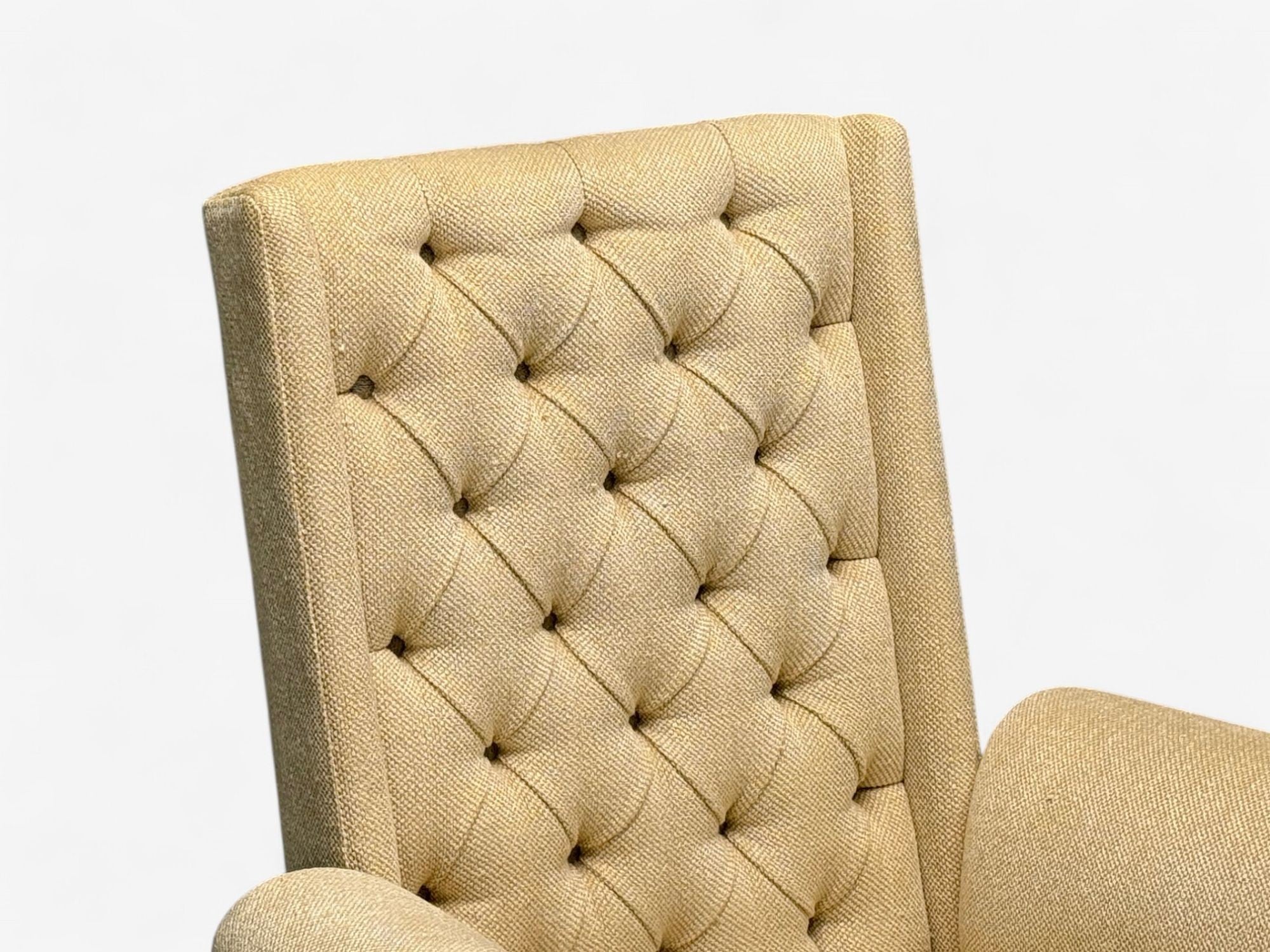 Grosfeld House, Hollywood Regency, Rolled Arm Chairs, Painted Wood, Tweed Linen