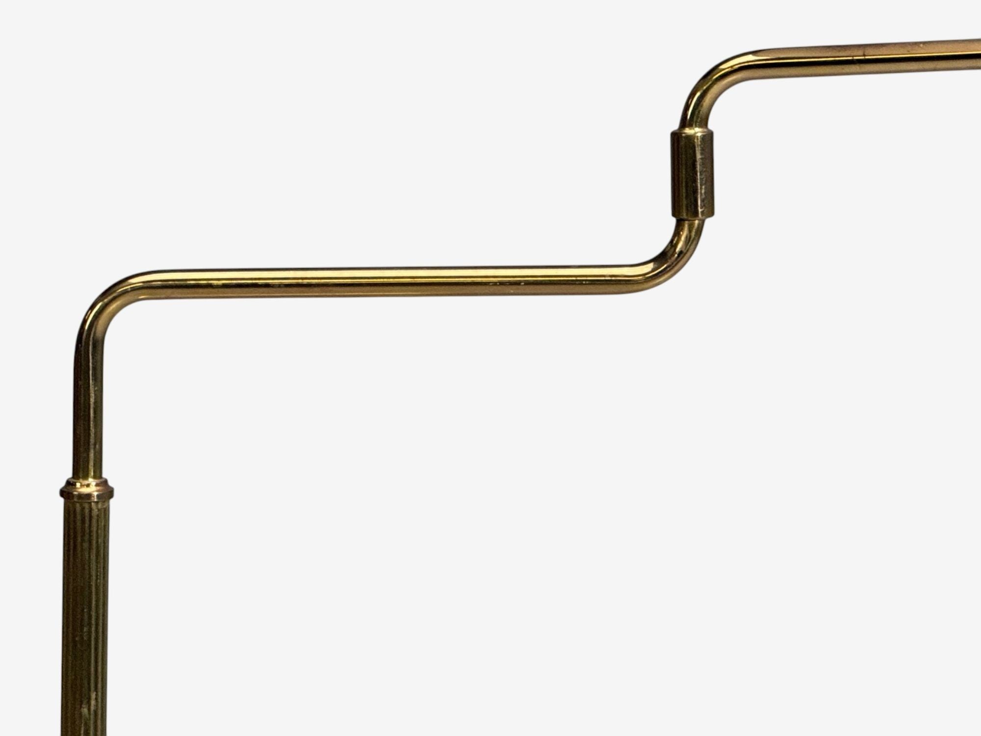 Armaturhantverk Göteborg, Articulating Floor Lamp, Brass, Fabric, Sweden, 1960s