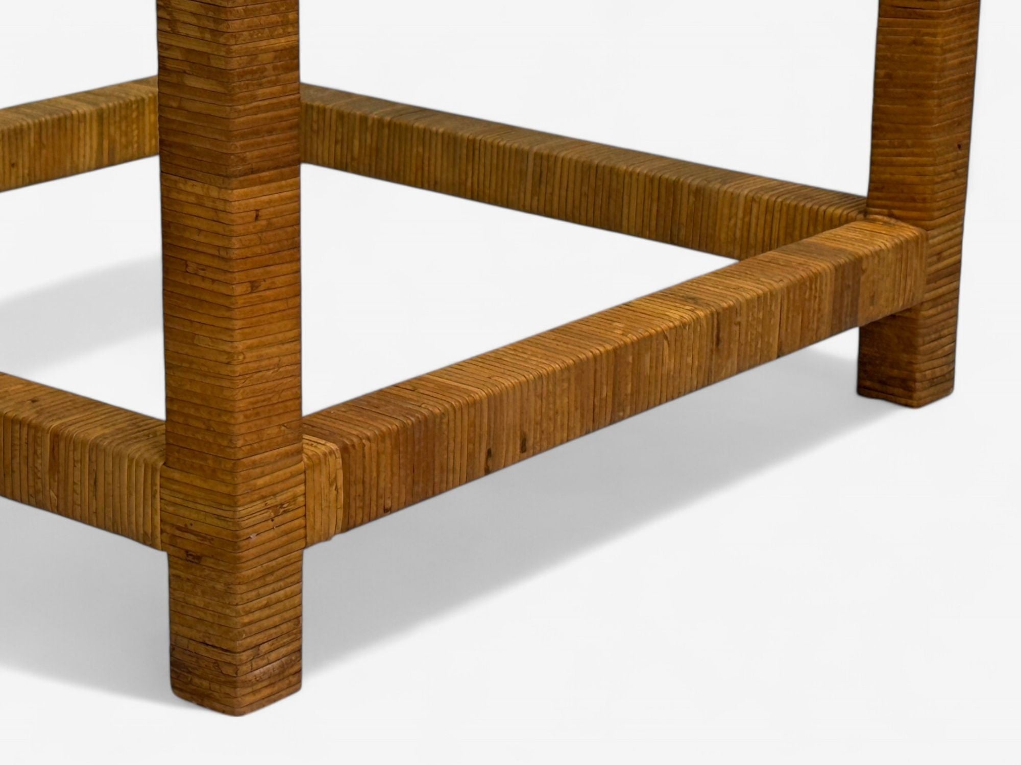 Bielecky Brothers, Modern Side Tables, Cane Wrap, Glass, USA, 21st C.