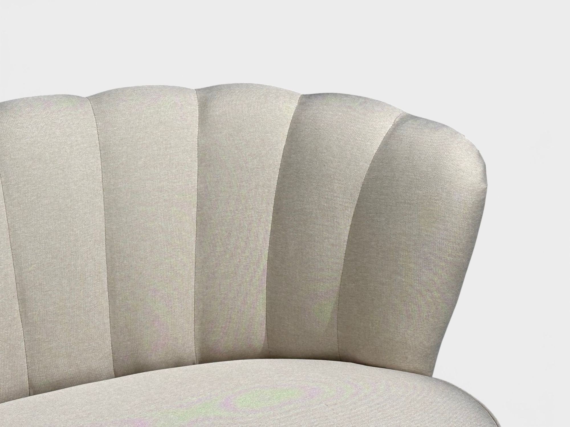 Carl-Johan Boman, Settee, Beige Linen, Wood, Finland, 1950s